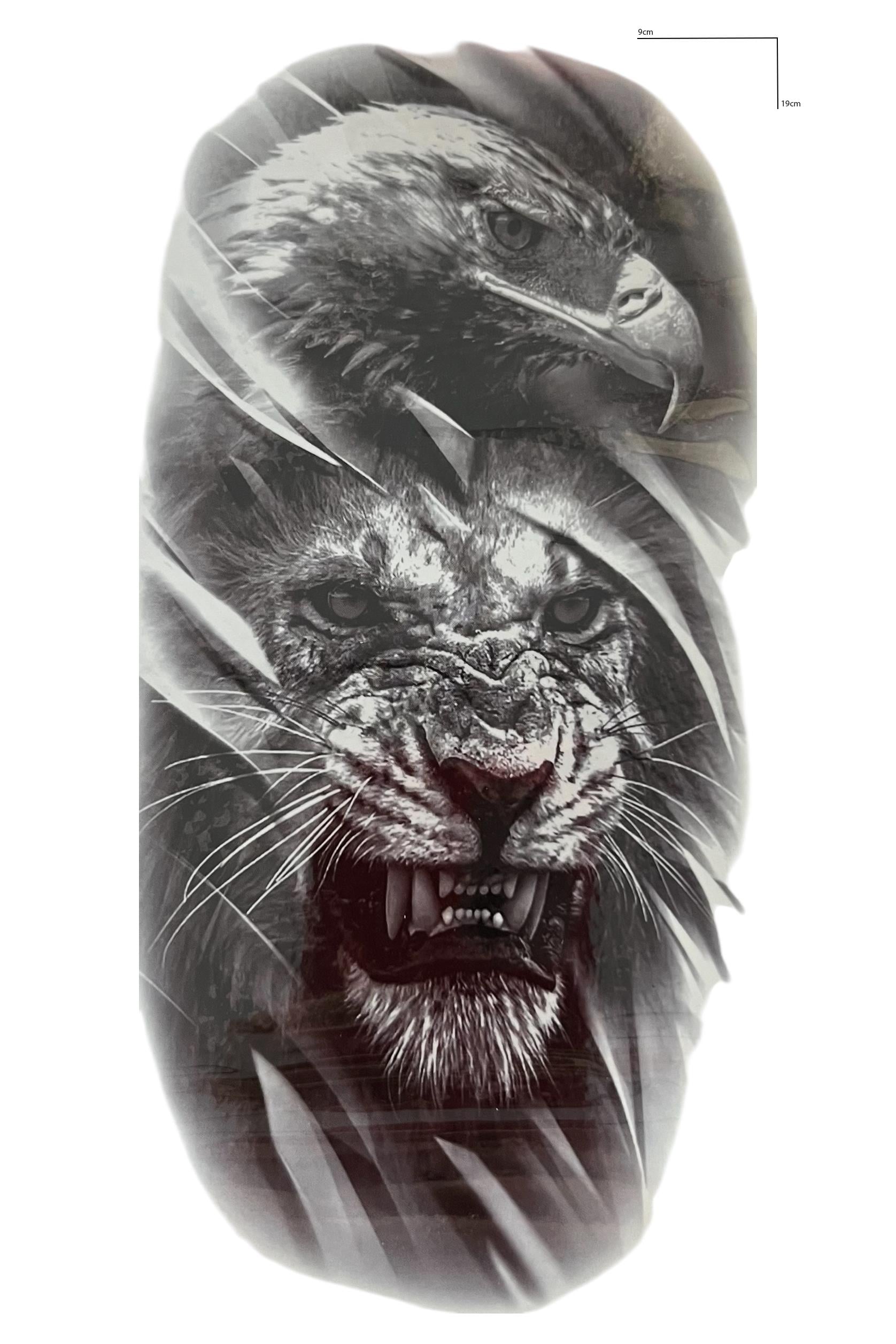 Geçici Aslan Ve Kartal Figürlü Dövme Tattoo