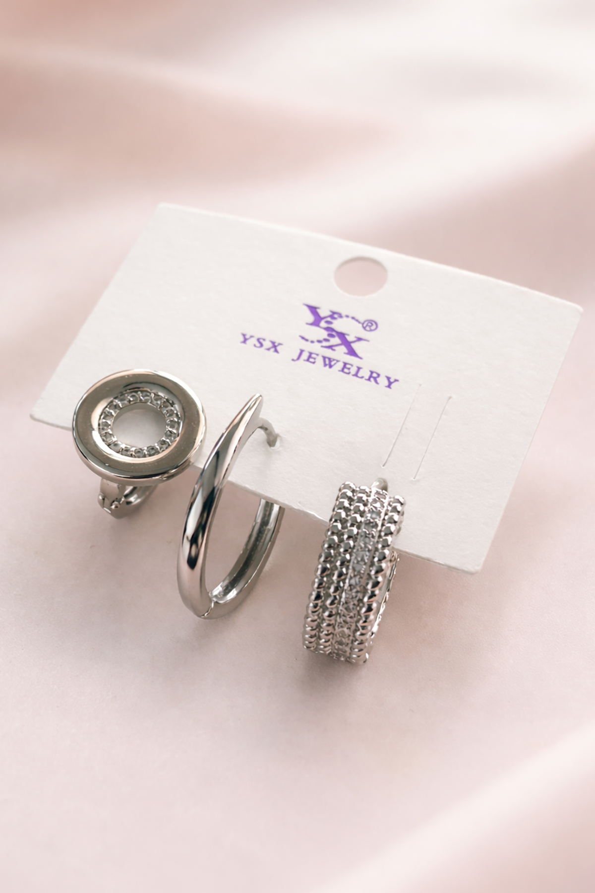 Gümüş Renk 3lü YSX Küpe Set