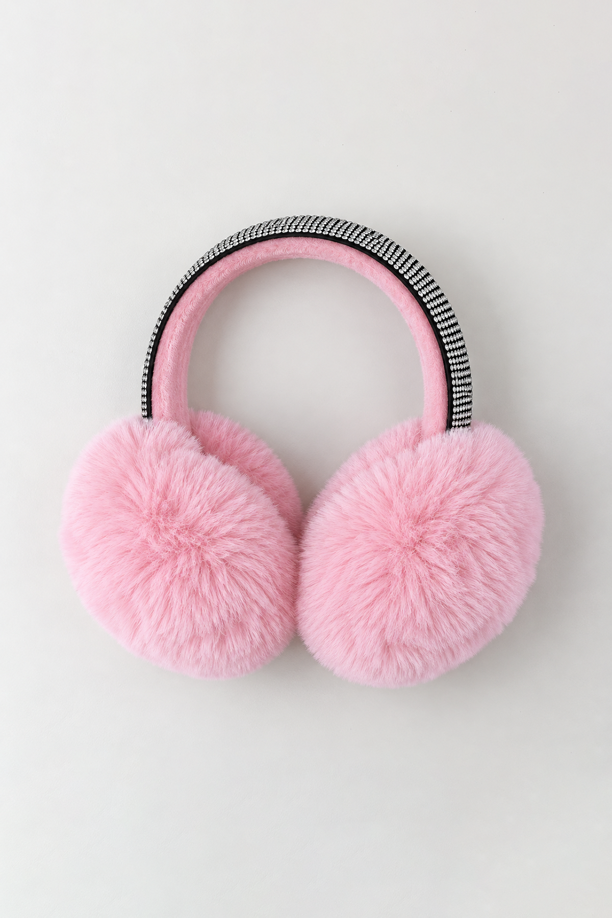Pembe Renk Taş Detaylı Peluş Kulaklık
