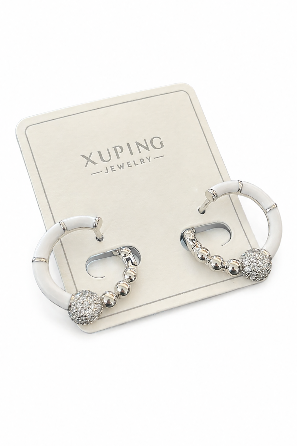 Gümüş Renk Taş Detaylı Xuping Küpe (Çift)