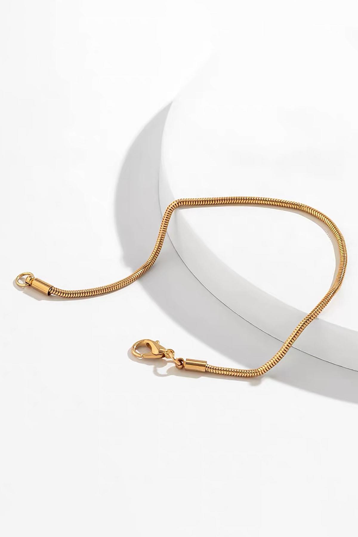 Altın Renk İtalyan Zincir Çelik Bileklik (Unisex)