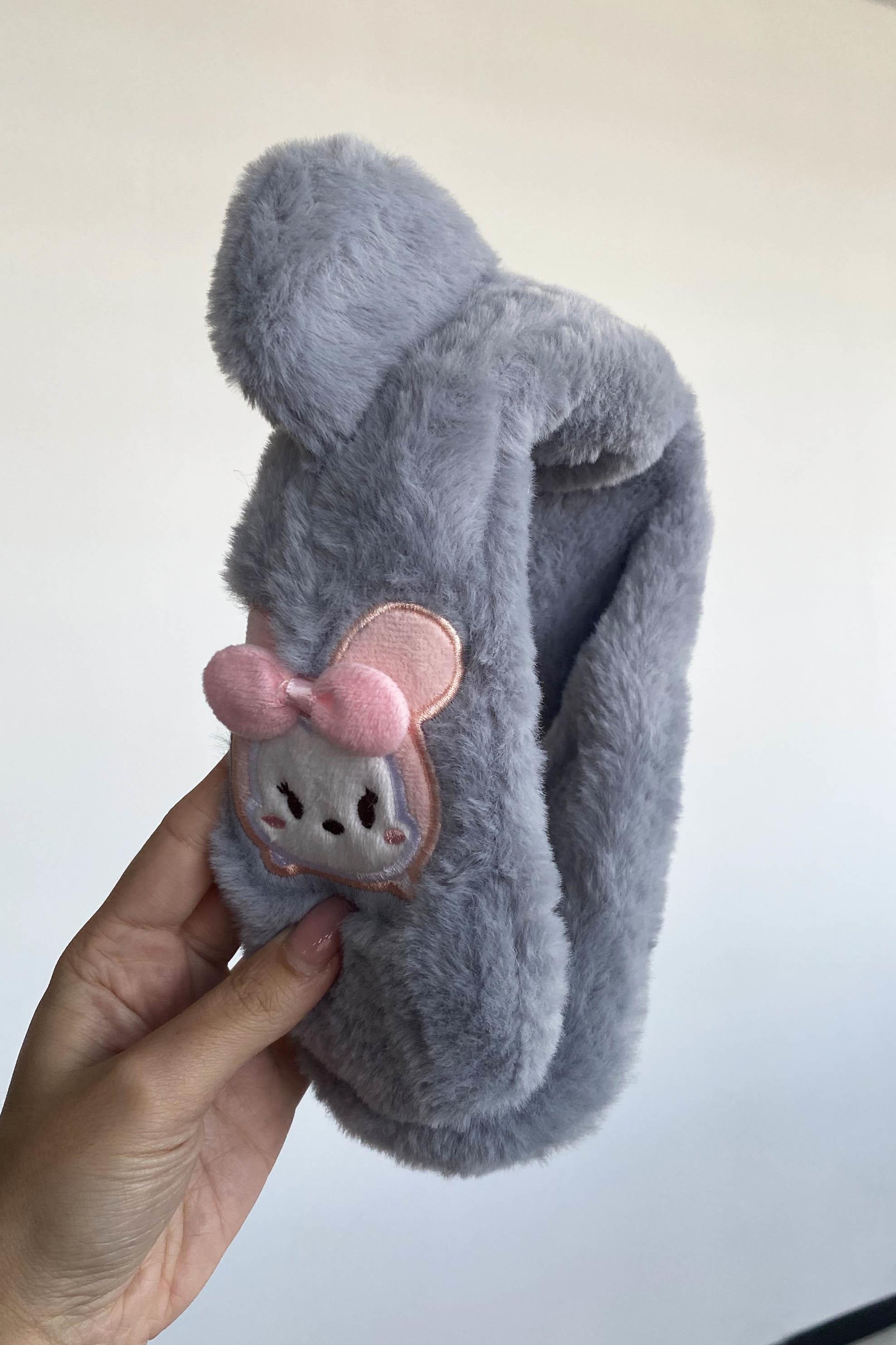 Gri Renk Ayıcık Figürlü Çocuk Peluş Kulaklık
