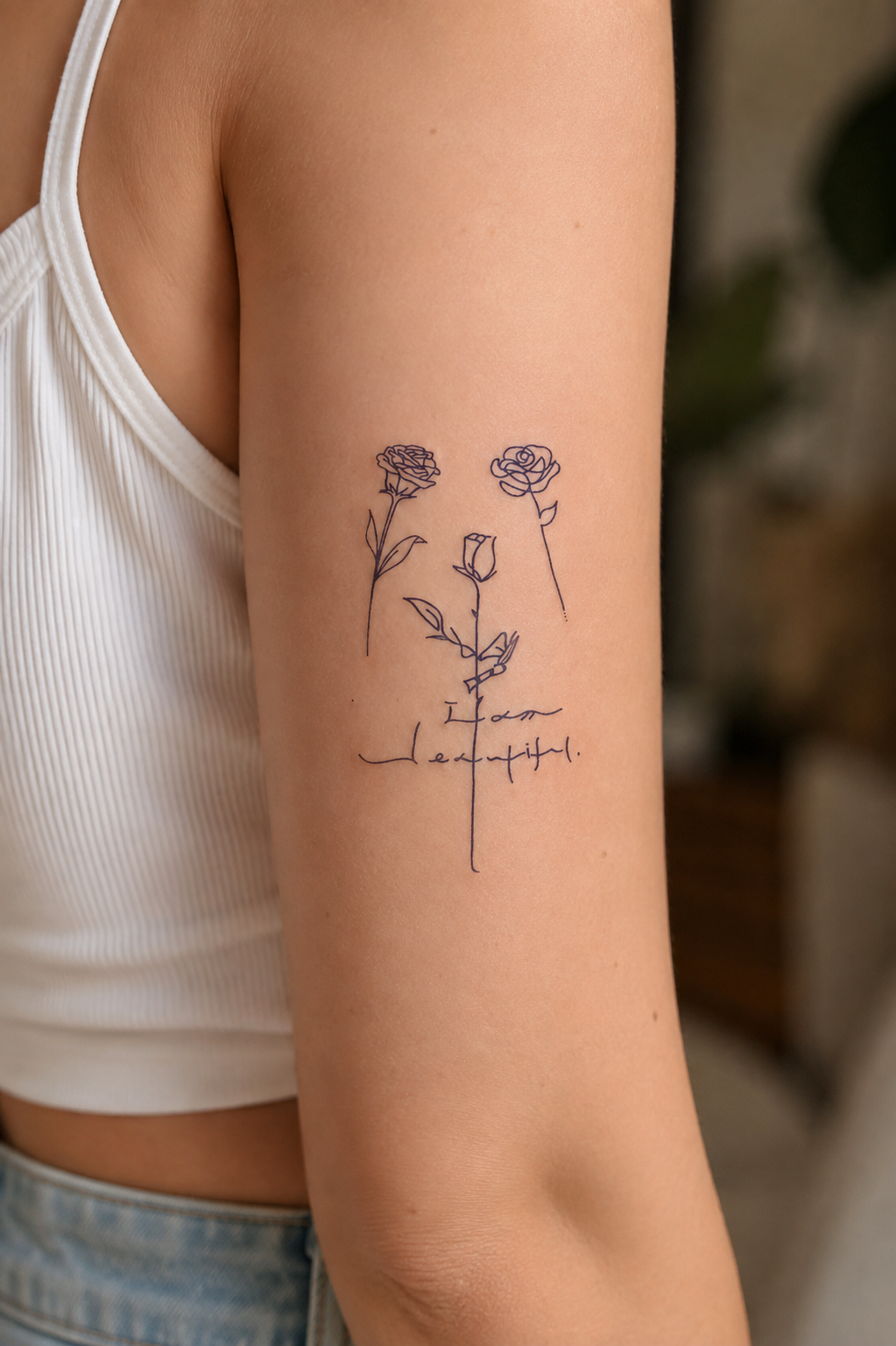 Gül Sonradan Kararan Yarı Kalıcı Geçici Dövme Tattoo
