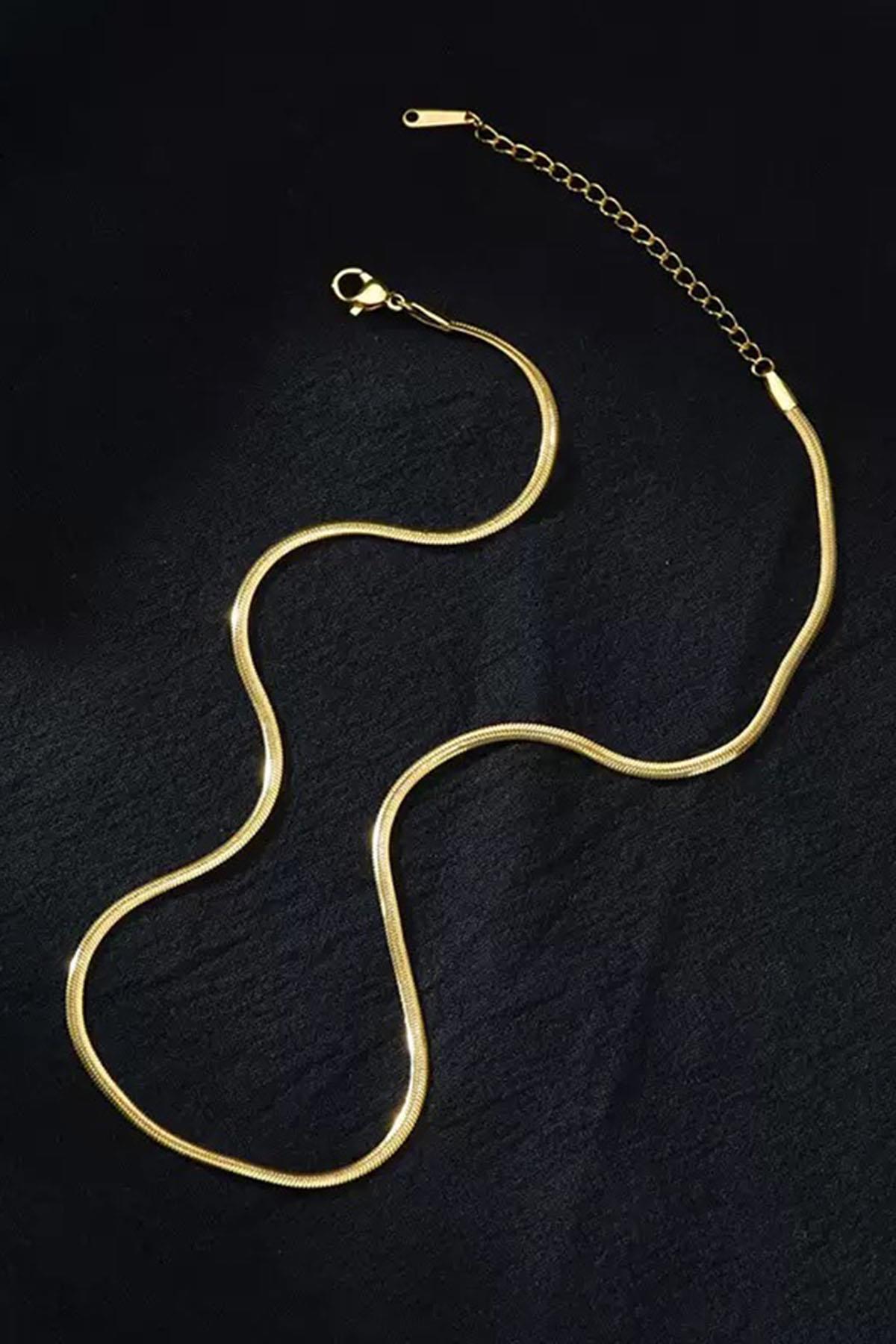 Altın Renk İtalyan Zincir Erkek Çelik Kolye (55cm)