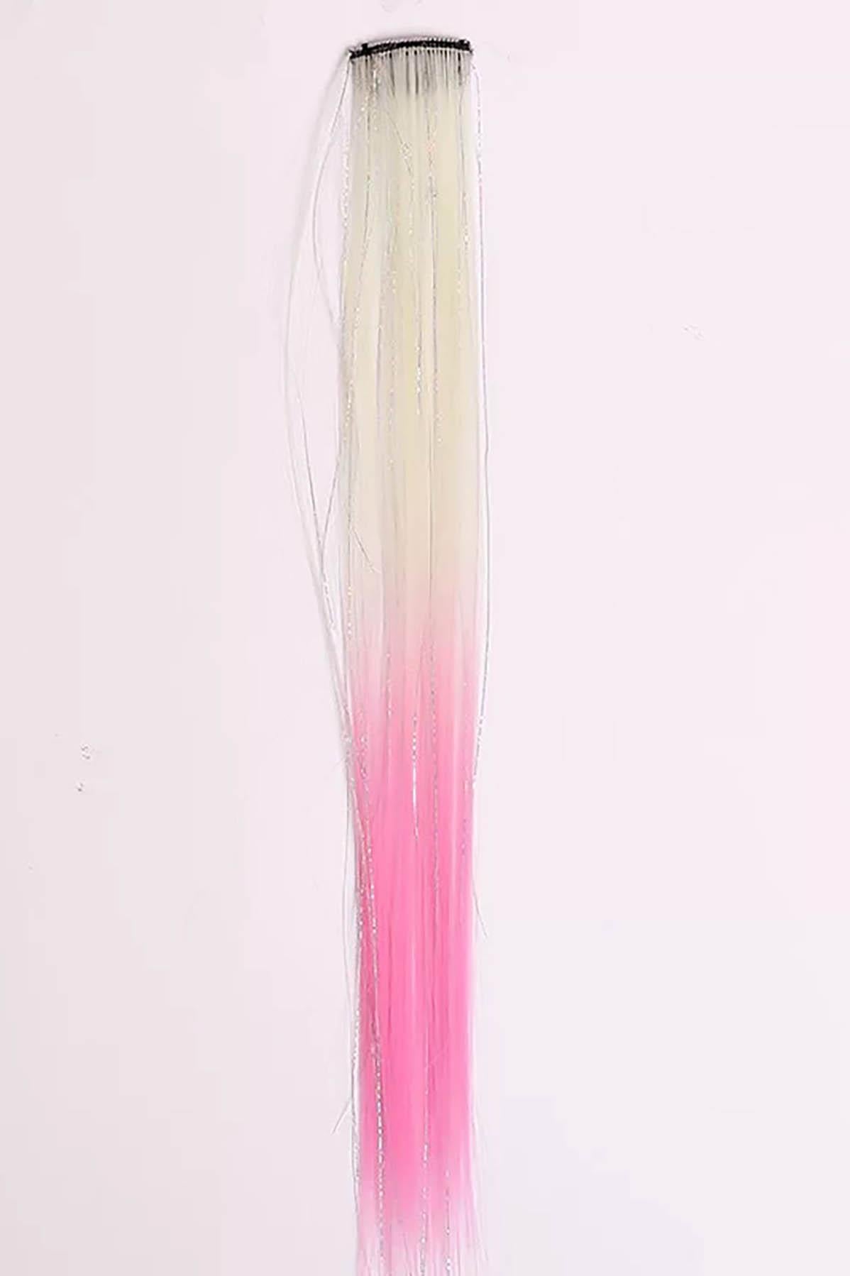 Sarı Ve Pembe Renk Simli Yan Postiş (50cm)