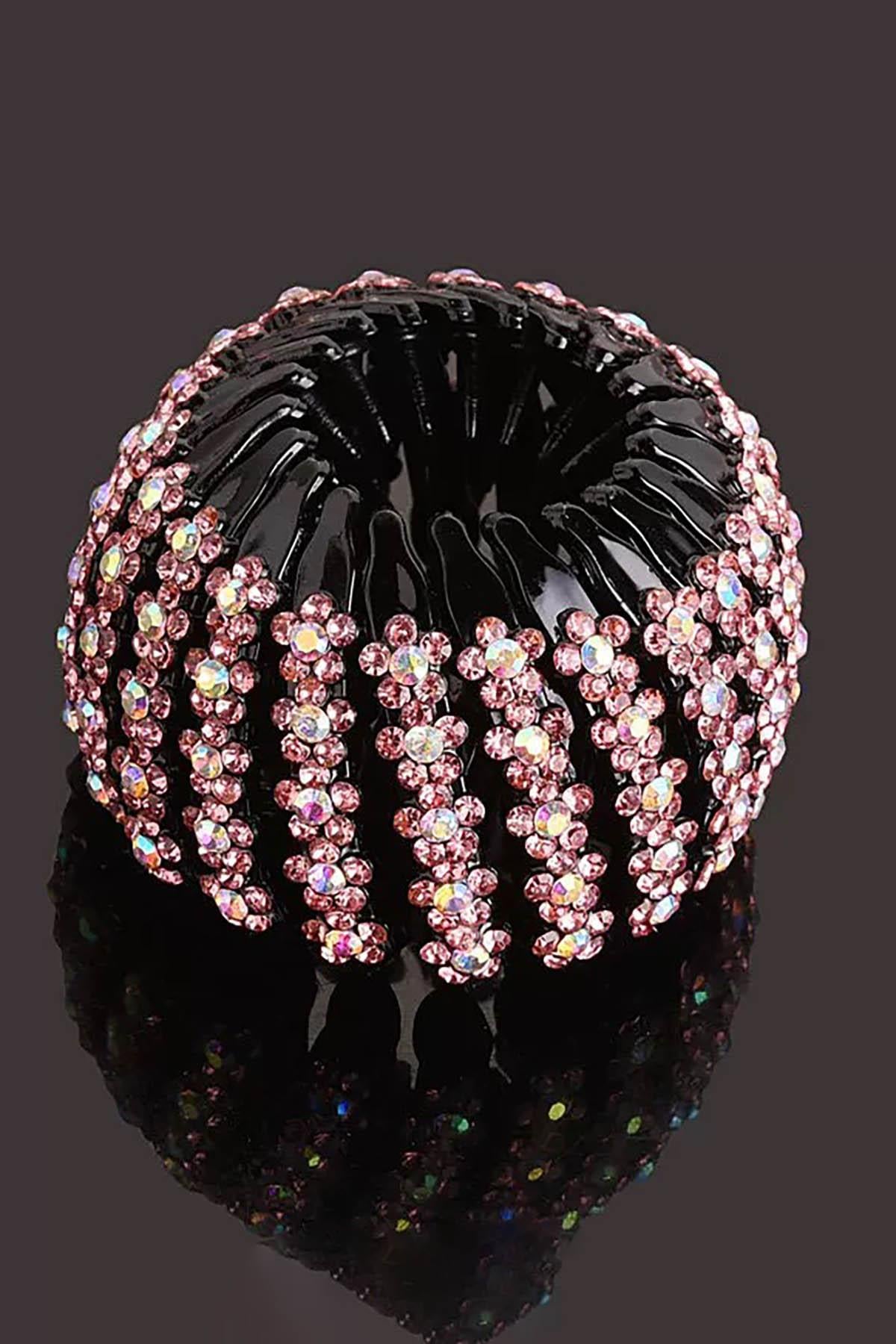 Siyah Renk Taş Detaylı Topuz Aparatı/ Tokası