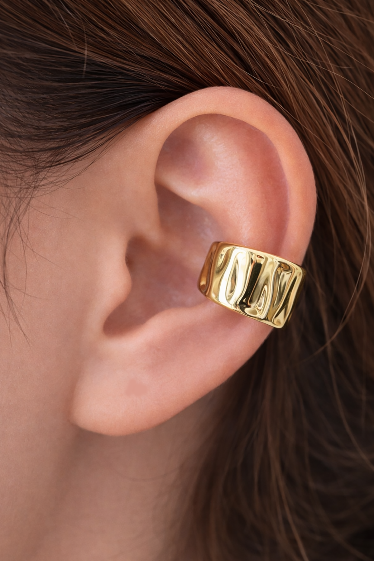 Altın Renk 14K Altın Kaplama TX Ear Cuff (Tek)