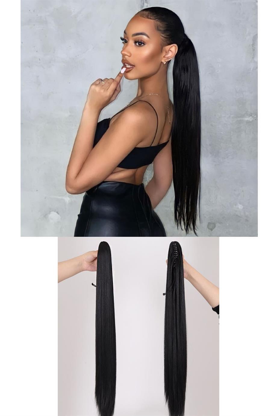 Siyah Renk Tokalı At Kuyruğu Saç (Zeynep)