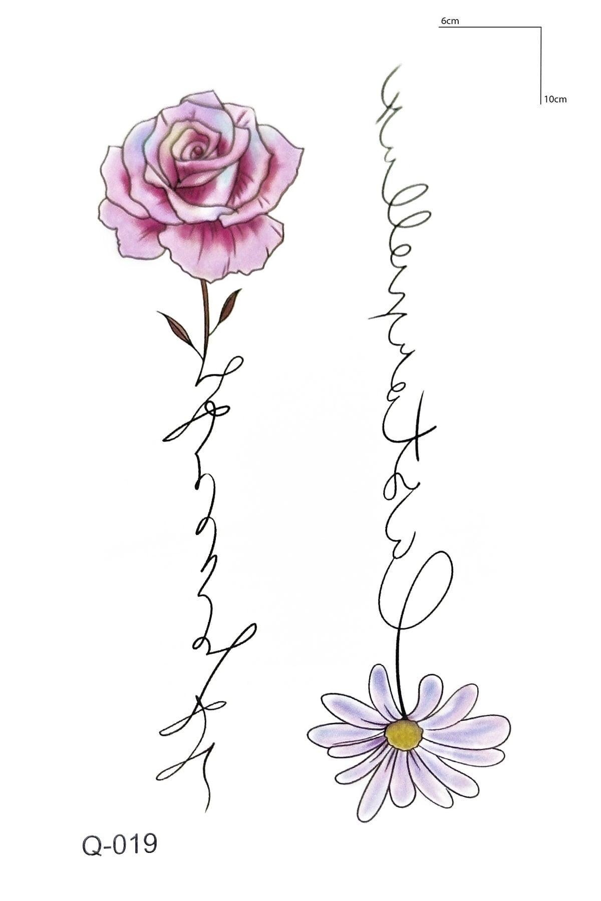 Yazılı Gül Mini Geçici Dövme Tattoo