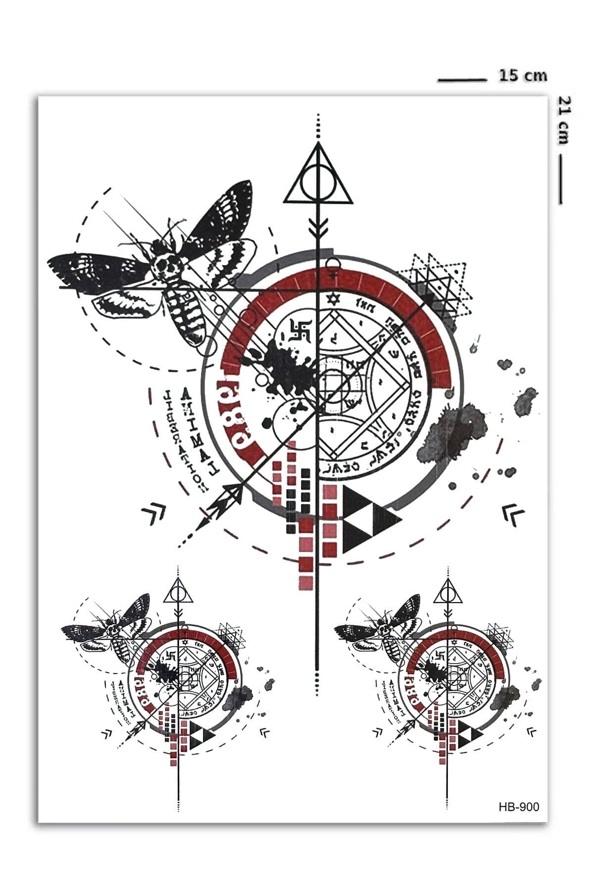 Kırmızılı Pusula Geçici Dövme Tattoo