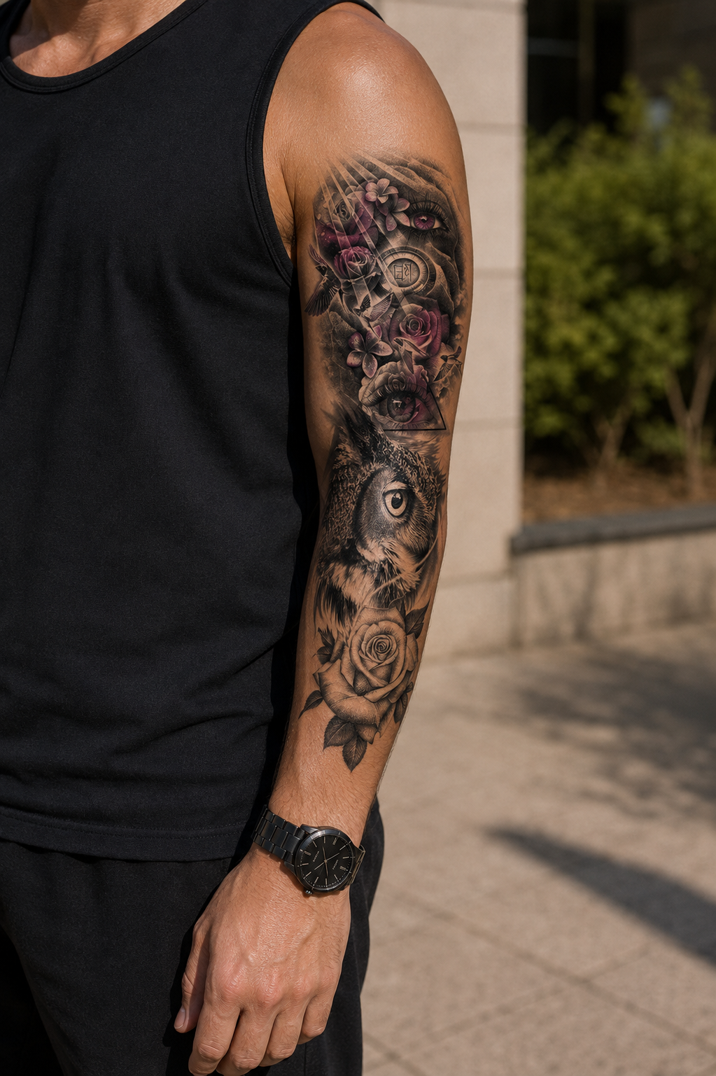 Baykuş Kol Dövme Geçici Tattoo