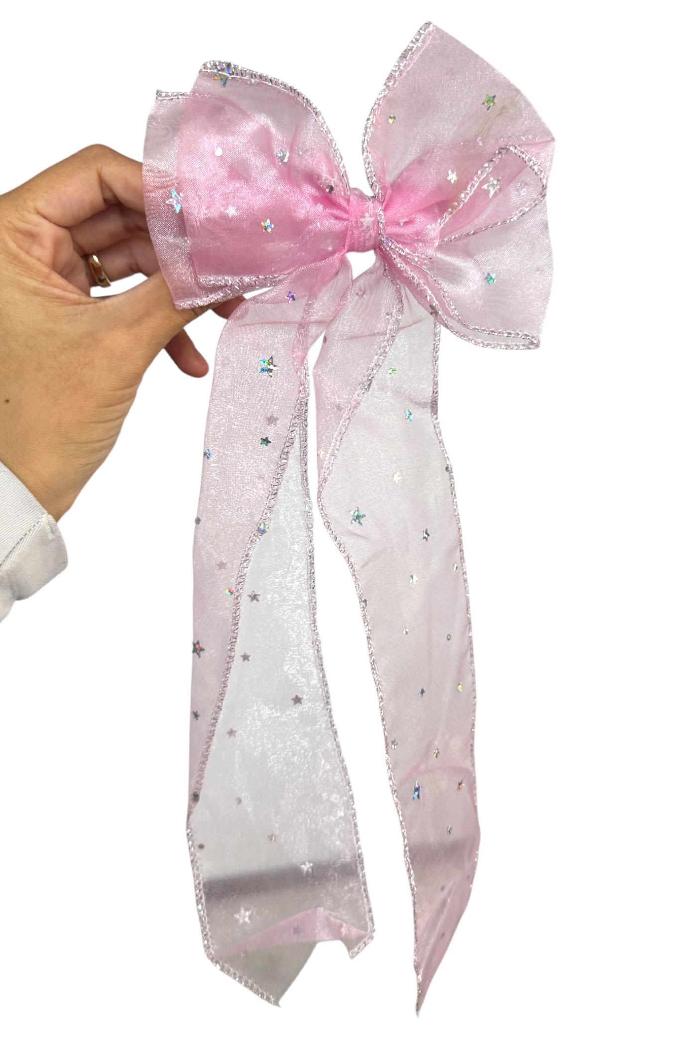 Pembe Renk Yıldız Detaylı Kurdele Otomat Toka