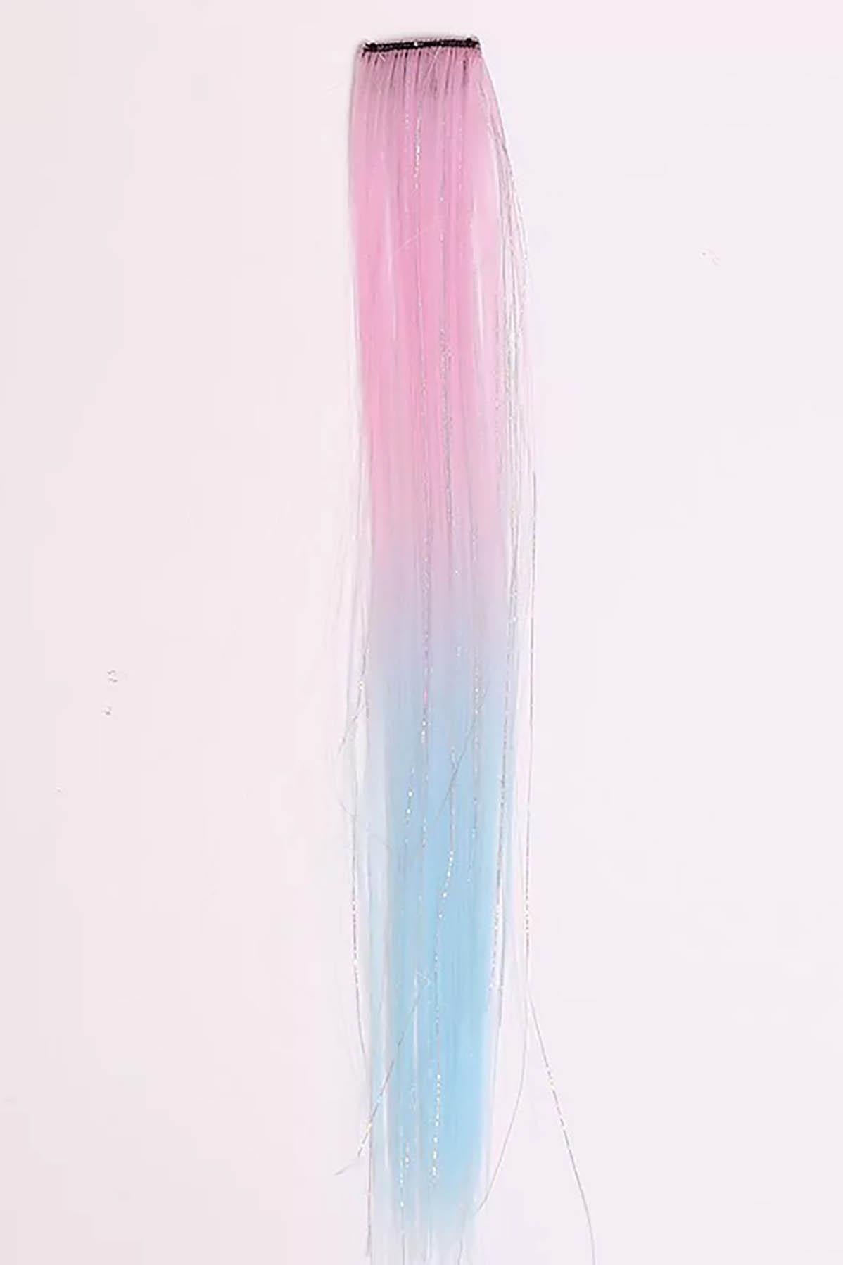 Pembe Ve Mavi Renk Simli Yan Postiş (50cm)