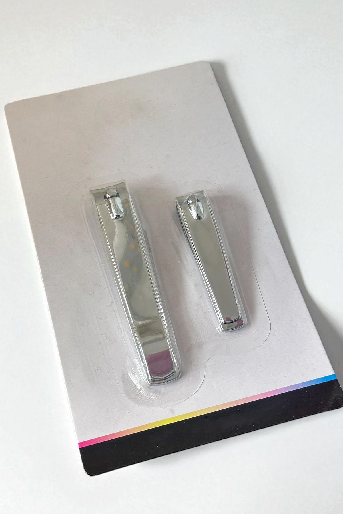 Gümüş Renk 2li Orta Boy Ve Büyük Boy Tırnak Makası Set