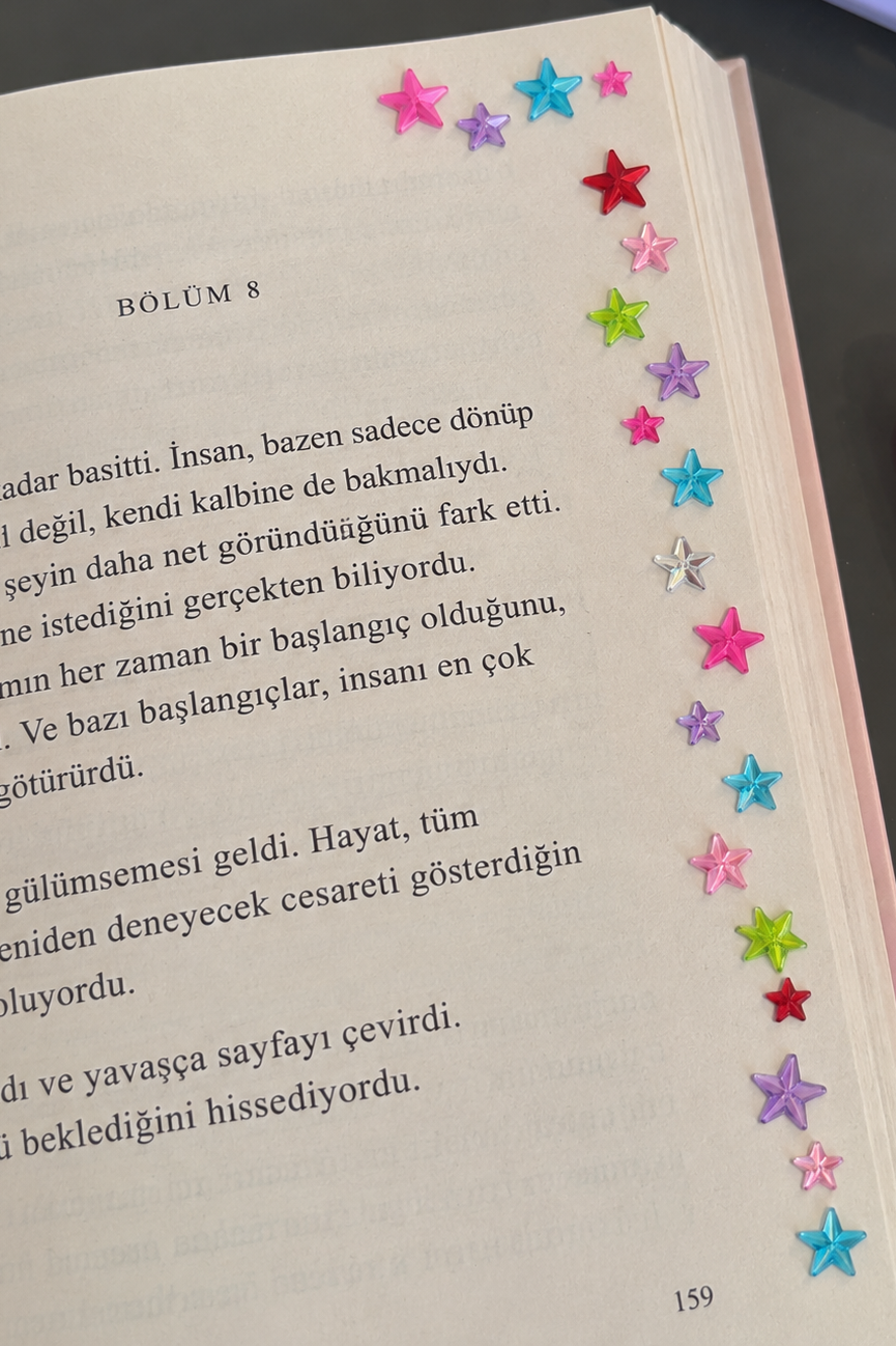 Karışık Renk Yıldız Figürlü Yapışkanlı Taş Sticker 