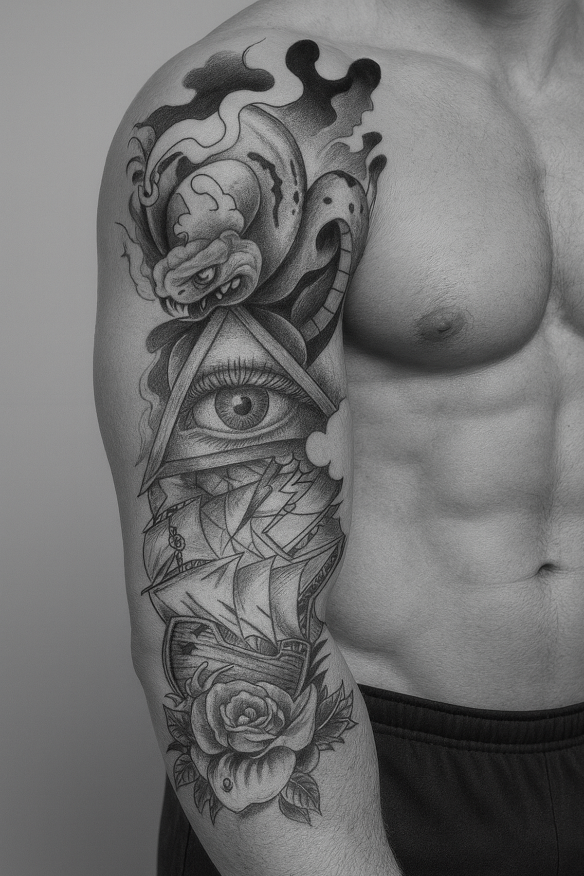 Geçici Göz Ve Çiçek Figürlü Dövme Tattoo