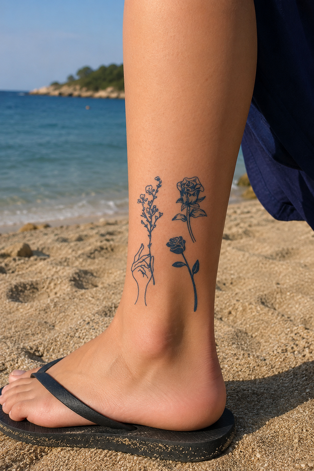 Çiçek Sonradan Kararan Yarı Kalıcı Geçici Dövme Tattoo