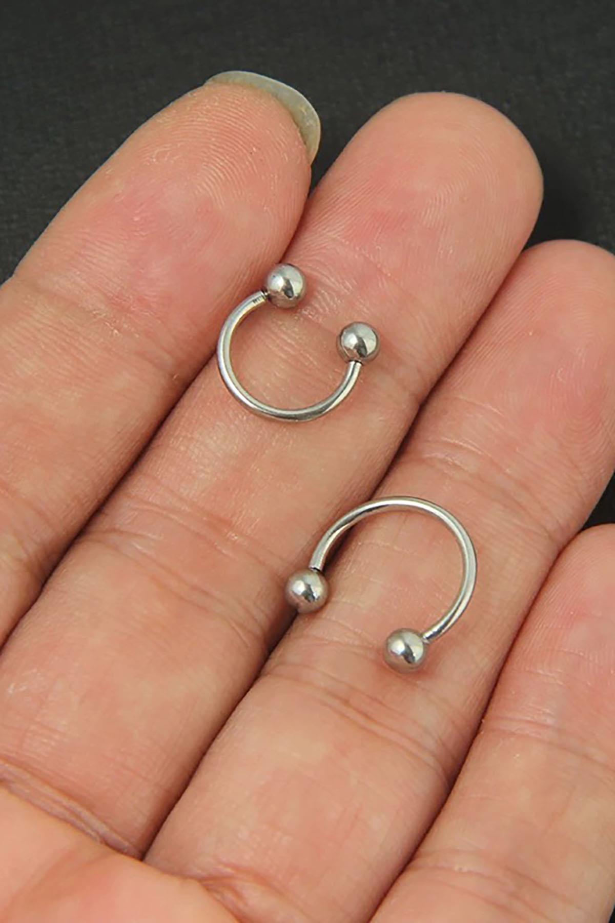 Gümüş Renk Unisex Halka Küpe (Çift)