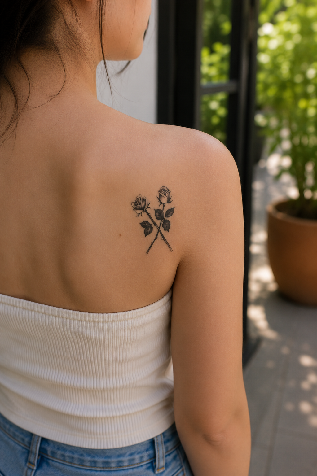 Dikenli Gül Mini Geçici Dövme Tattoo