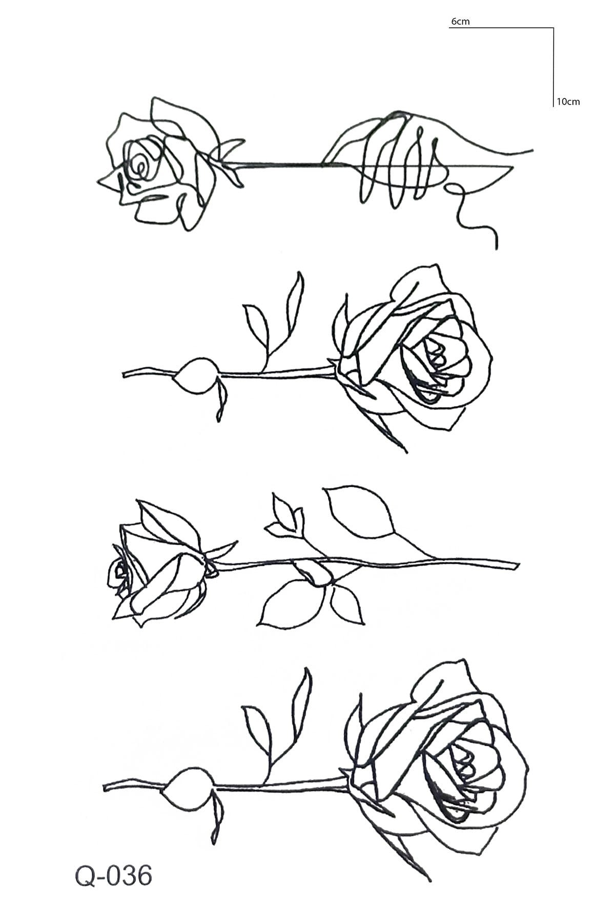 Çizgisel Gül Geçici Dövme Tattoo