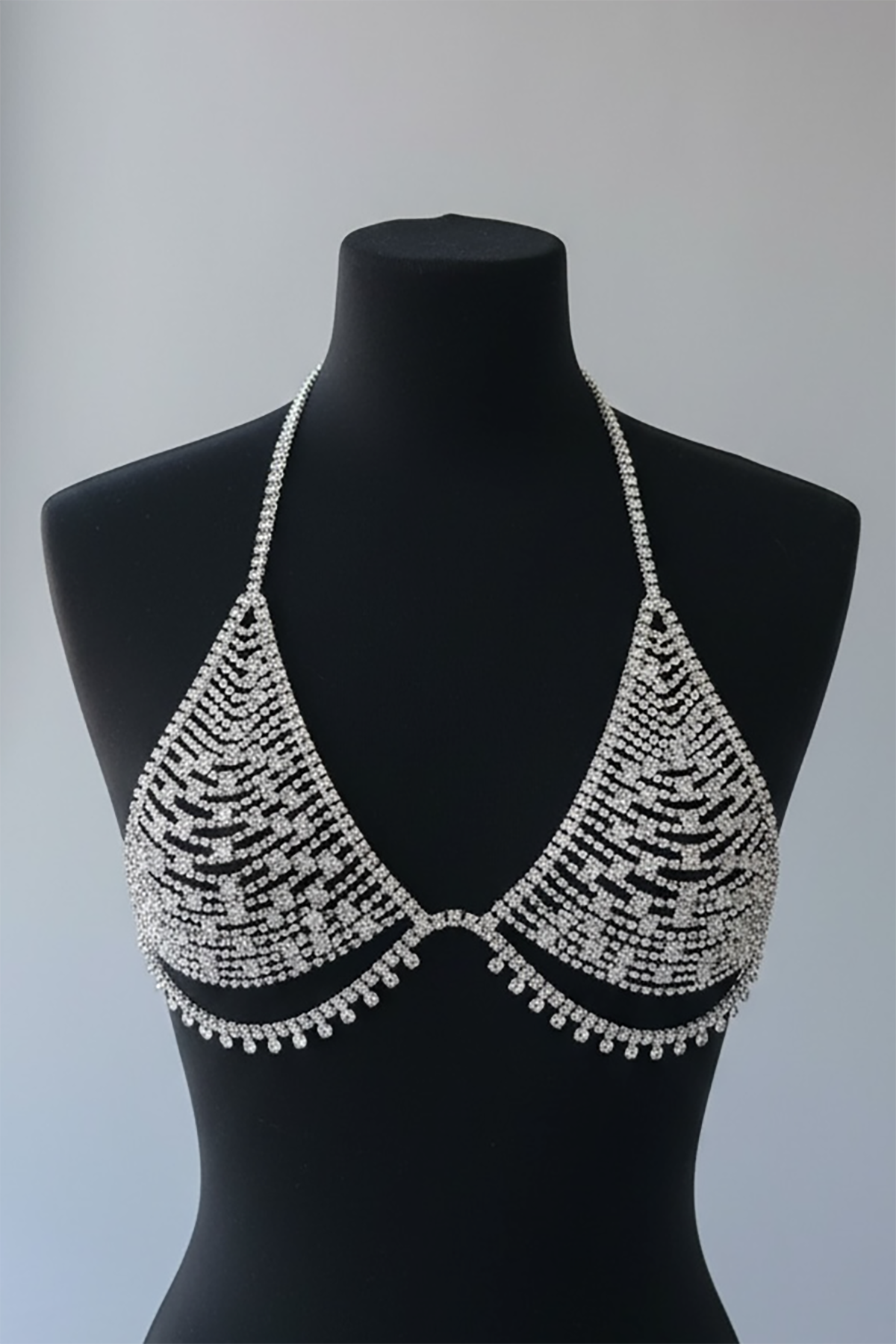 Gümüş Renk Taşlı Bikini Üstü /Bralet /Vücut Aksesuarı