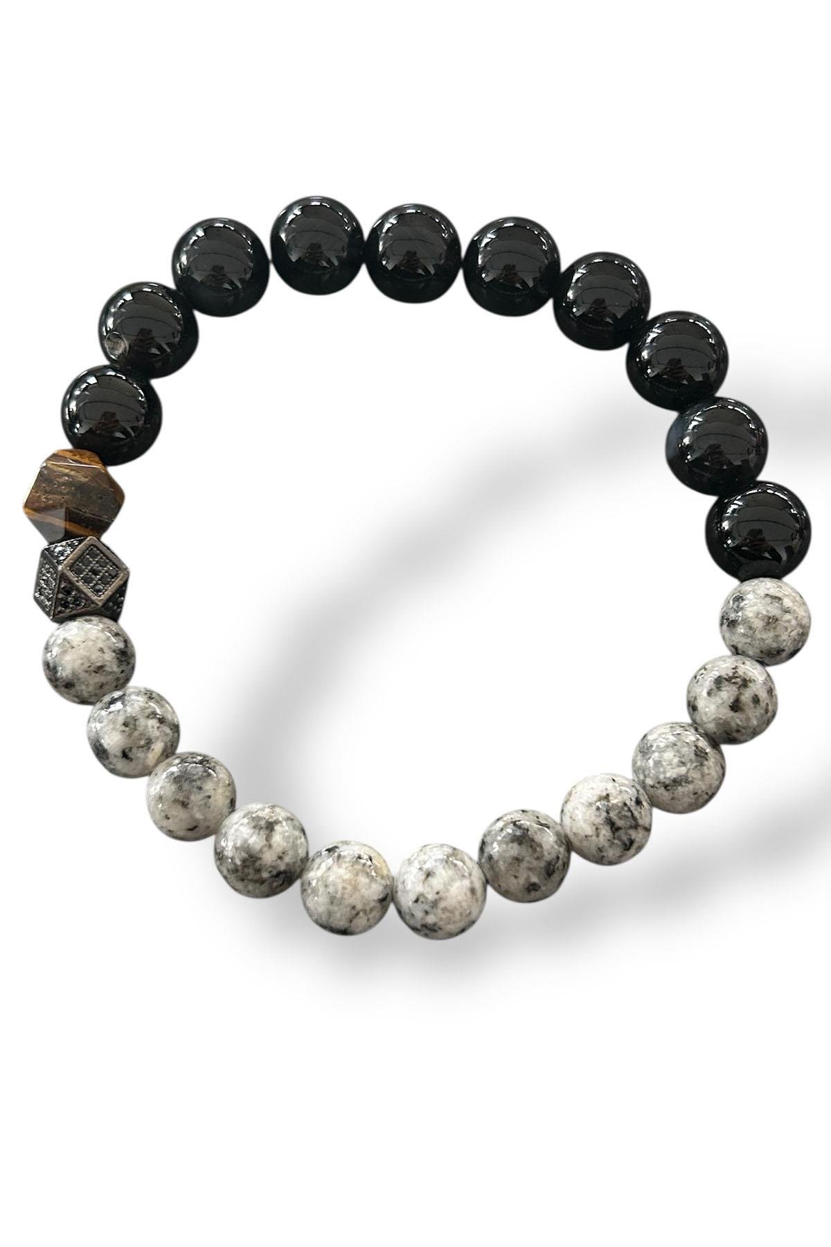 Karışık Renk Boncuk Detaylı Erkek Bileklik