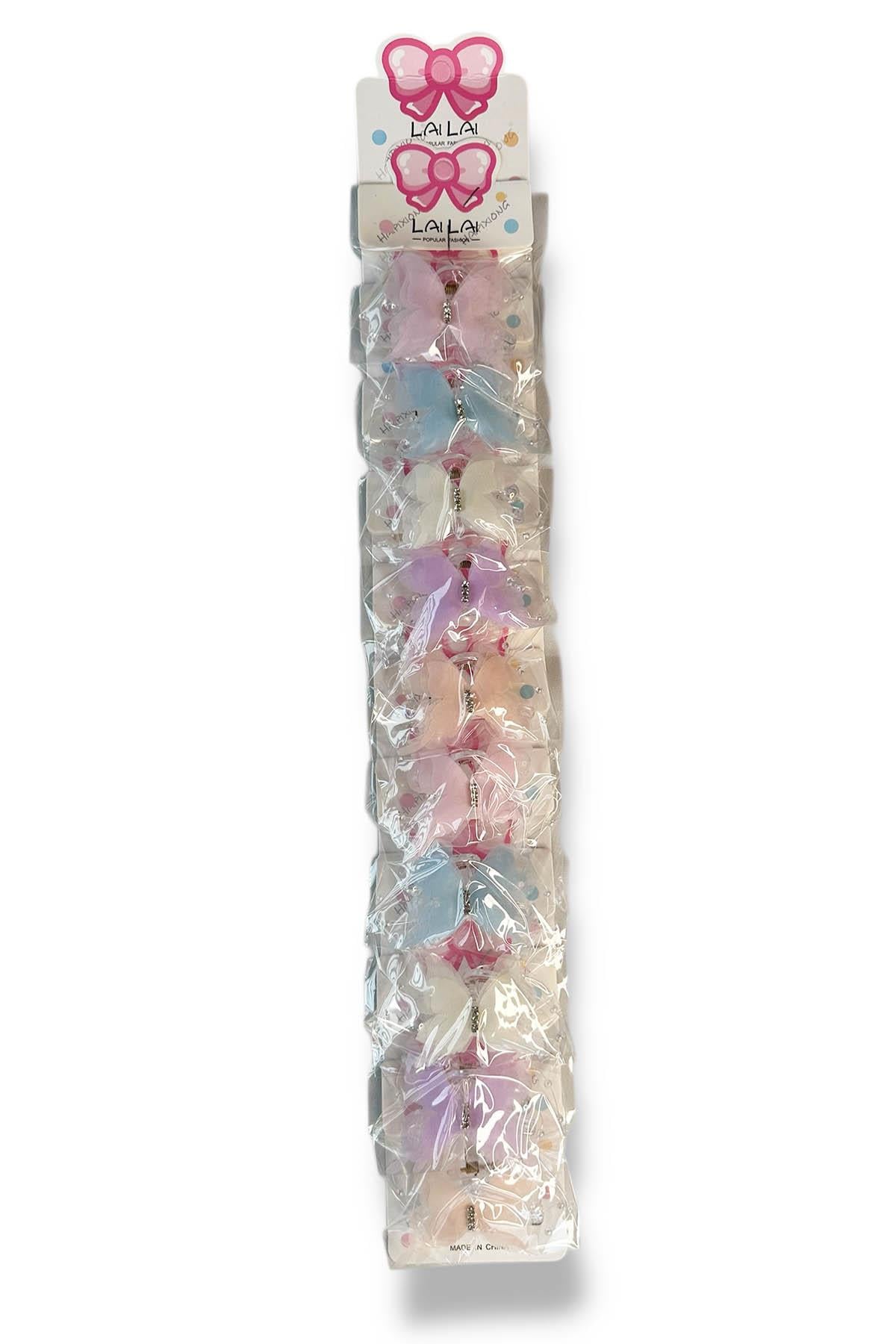 10lu Karışık Renk Kelebek Figürlü Mini Mandal Toka Set