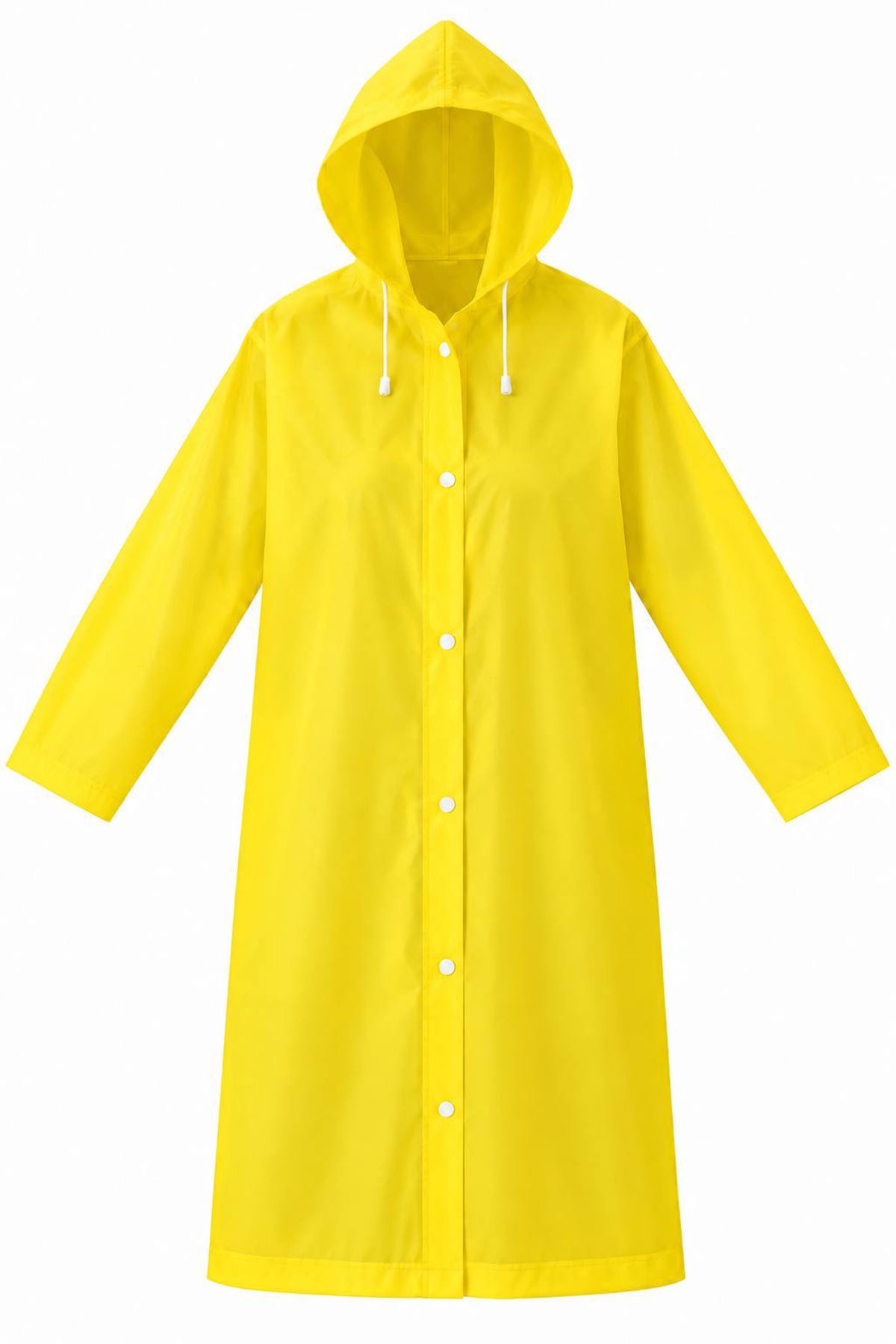 Sarı Renk Kapüşonlu Unisex Yetişkin Yağmurluk