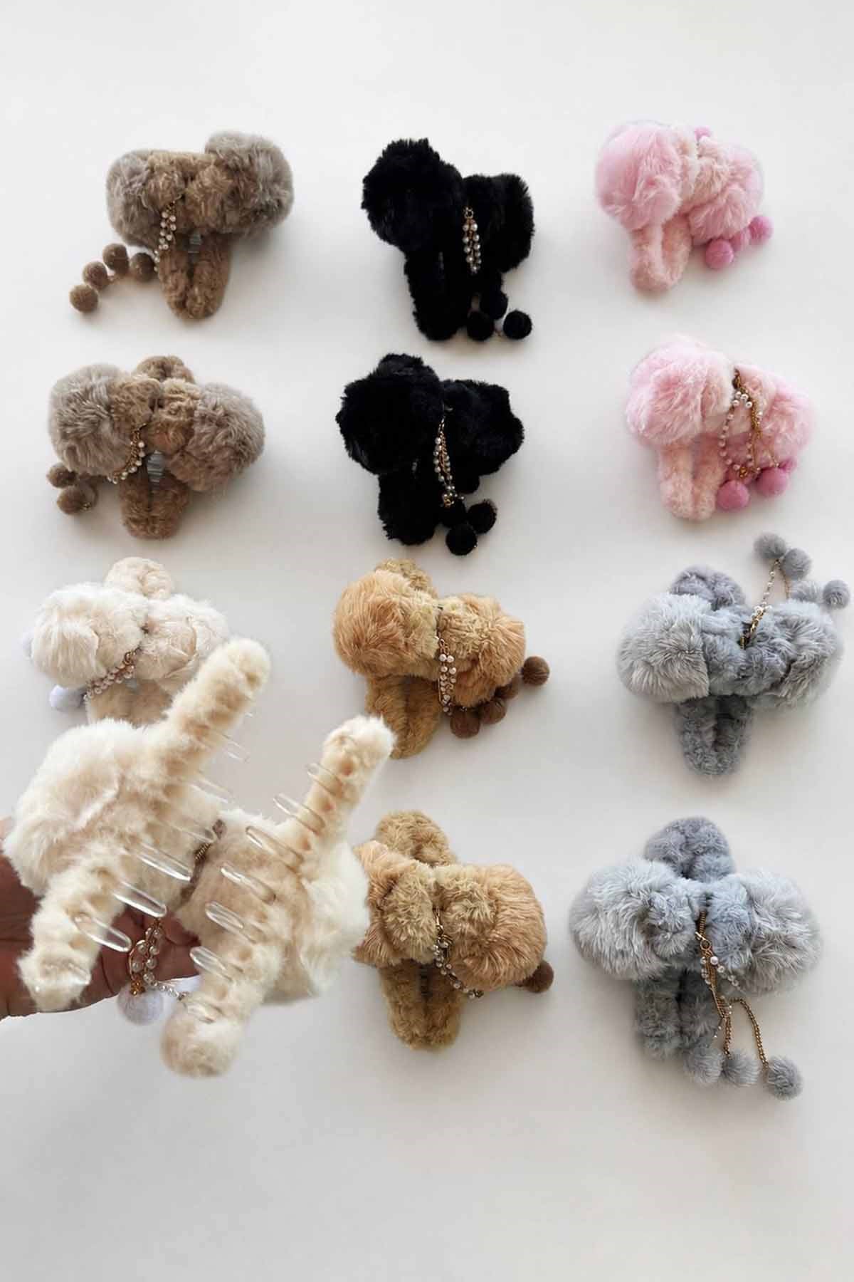 12li Karışık Renk Peluş Mandal Toka Set