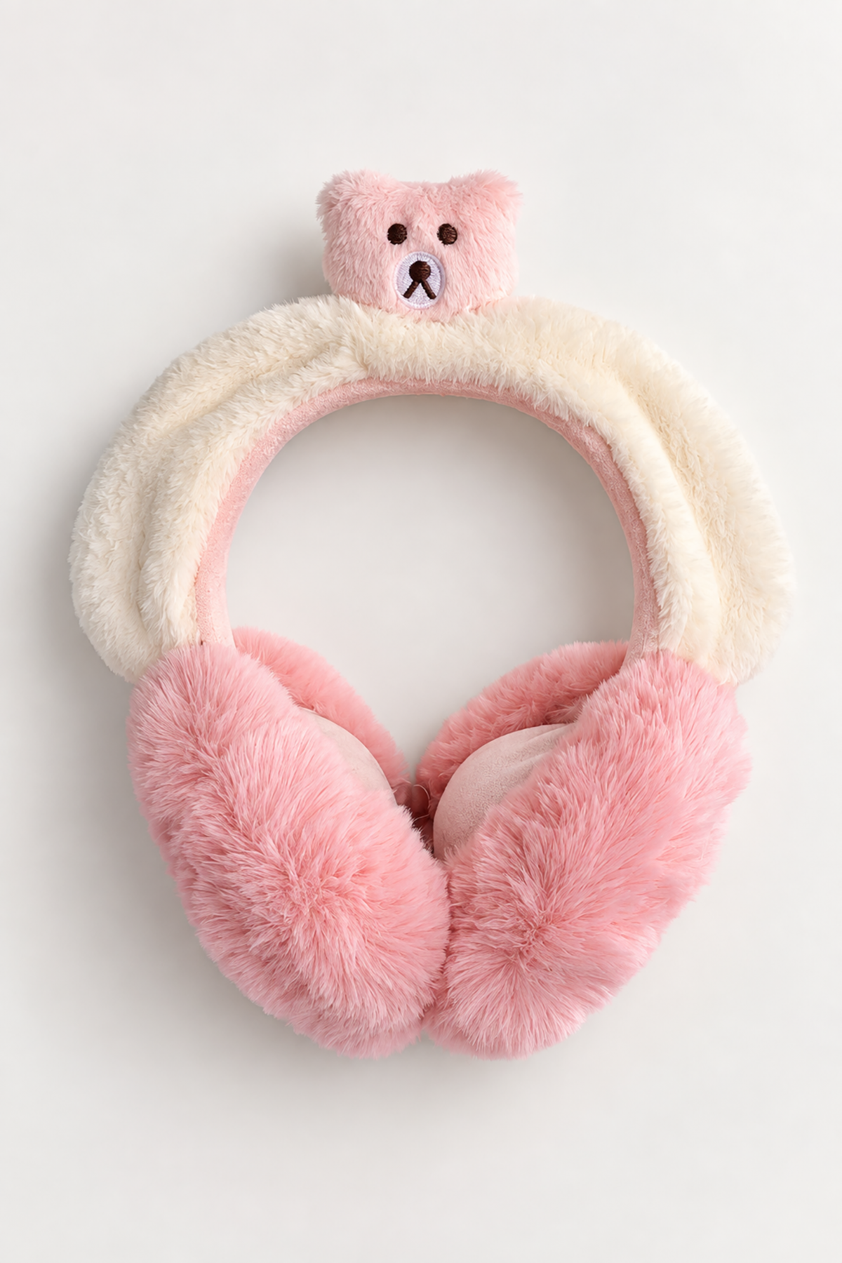 Pembe Renk Ayıcık Figürlü Peluş Kulaklık