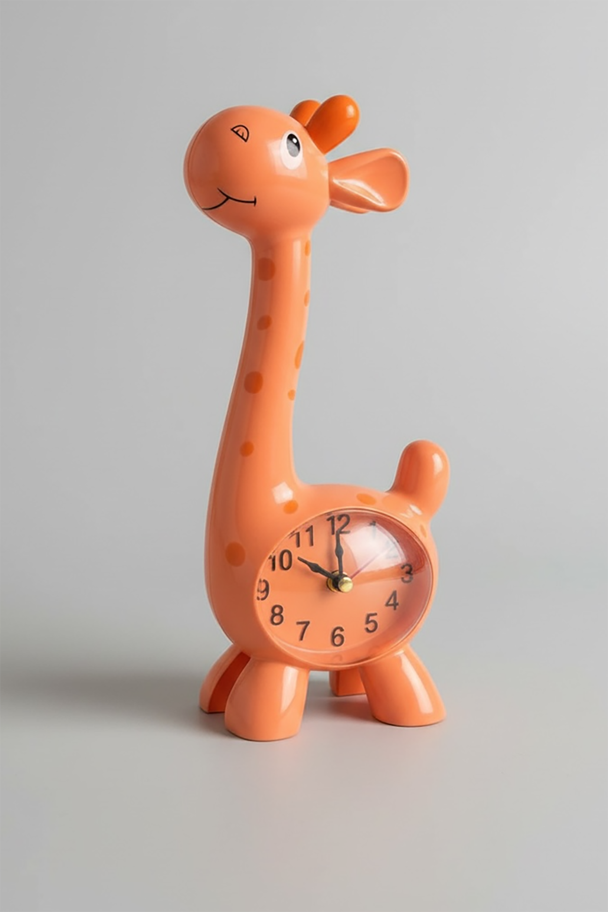 Turuncu Renk Zürafa Figürlü Dekoratif Alarmlı Masa Saati