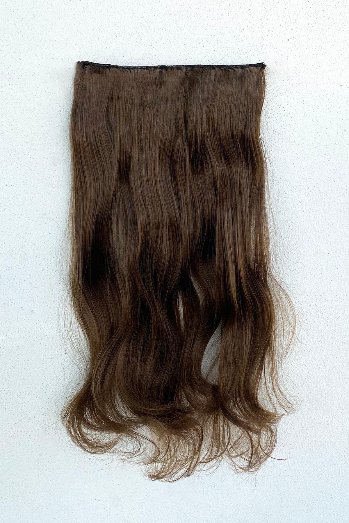 Isıya Dayanıklı Yarımay Çıt Çıt Saç - SH6D- Fındık Kahve - Dalgalı - 60 Cm - 110 Gr (Pınar)