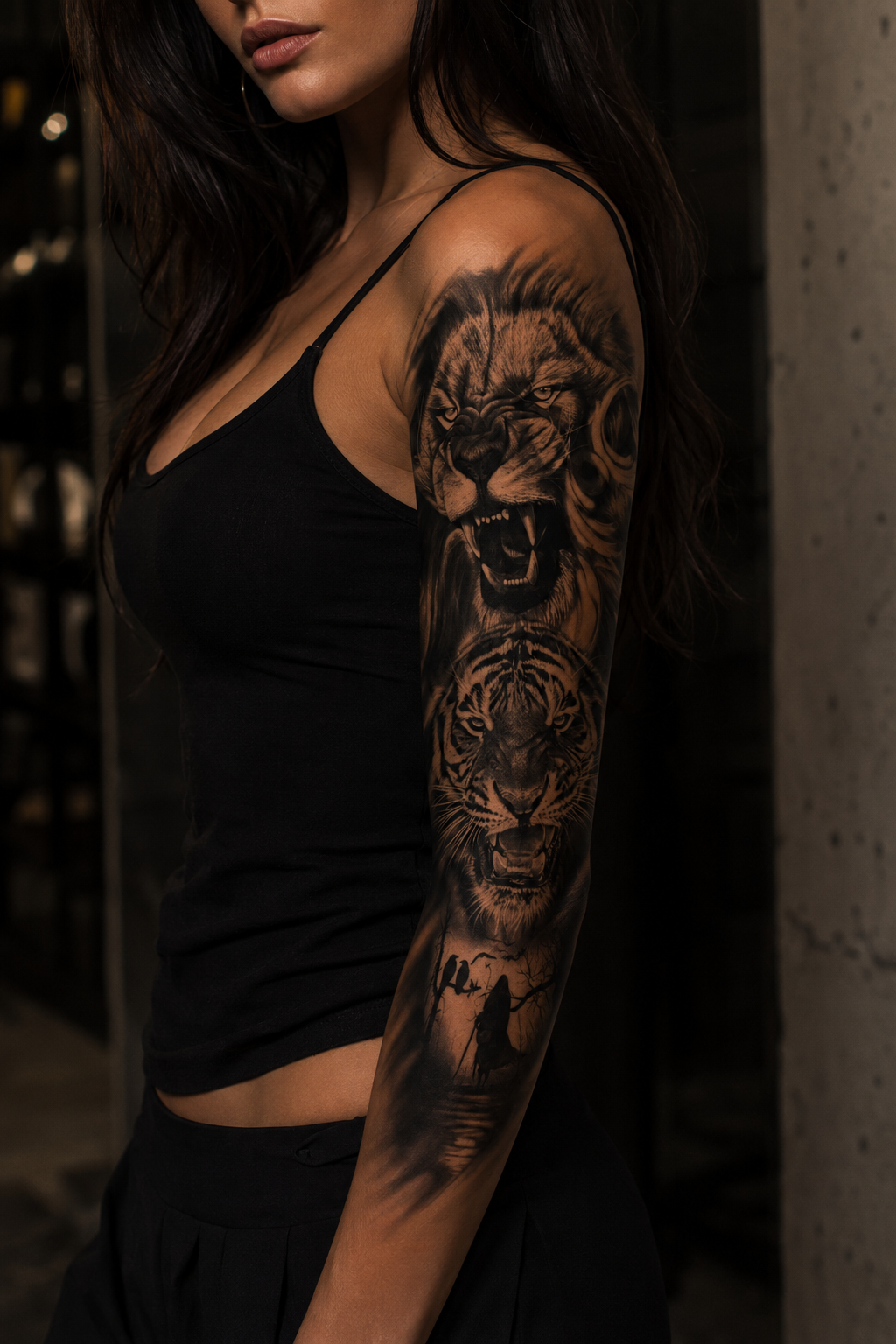 Aslan Ve Kaplan Kol Geçici Dövme Tattoo