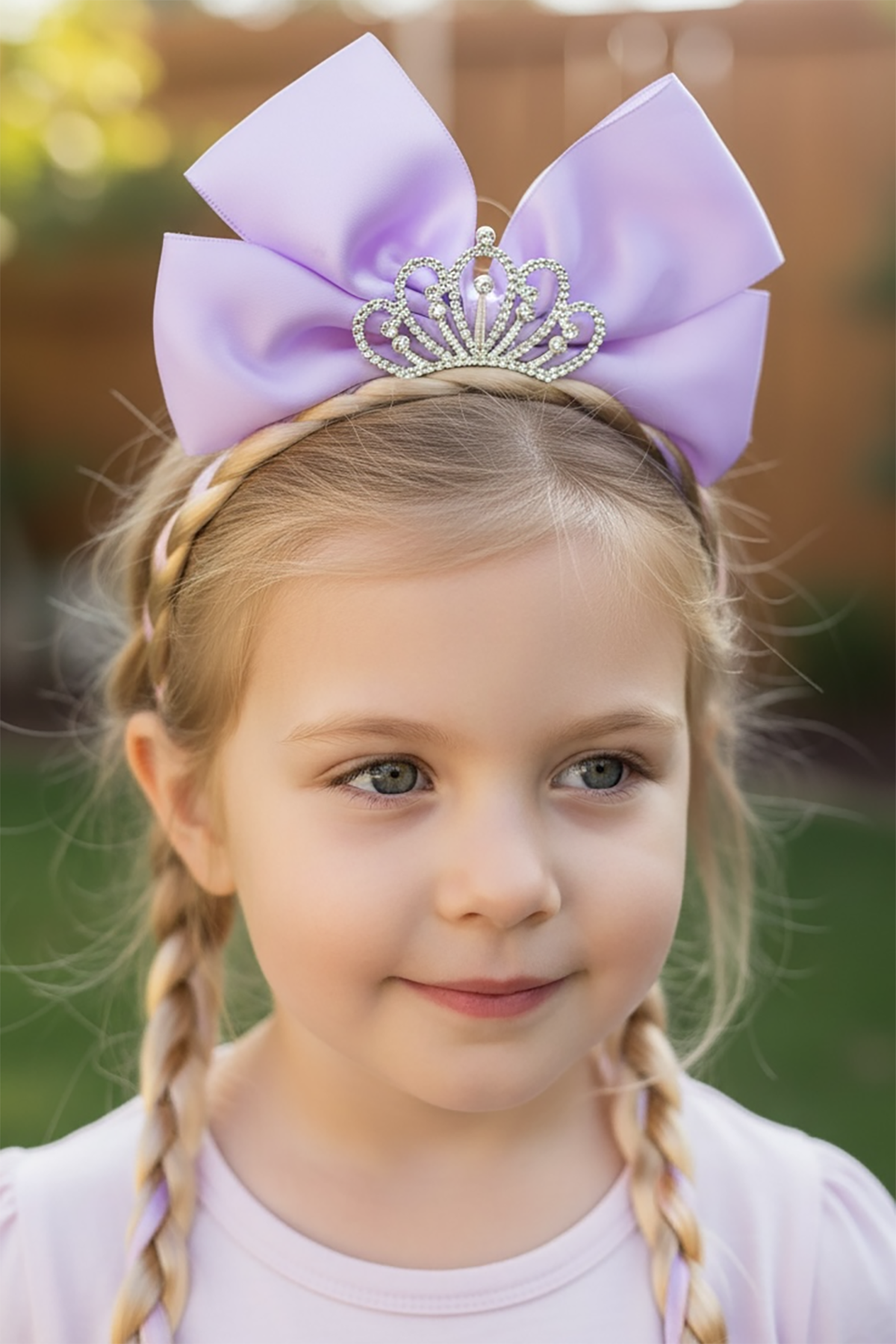 Mor Renk Kurdele Figürlü Örgü Detaylı Çocuk Taç
