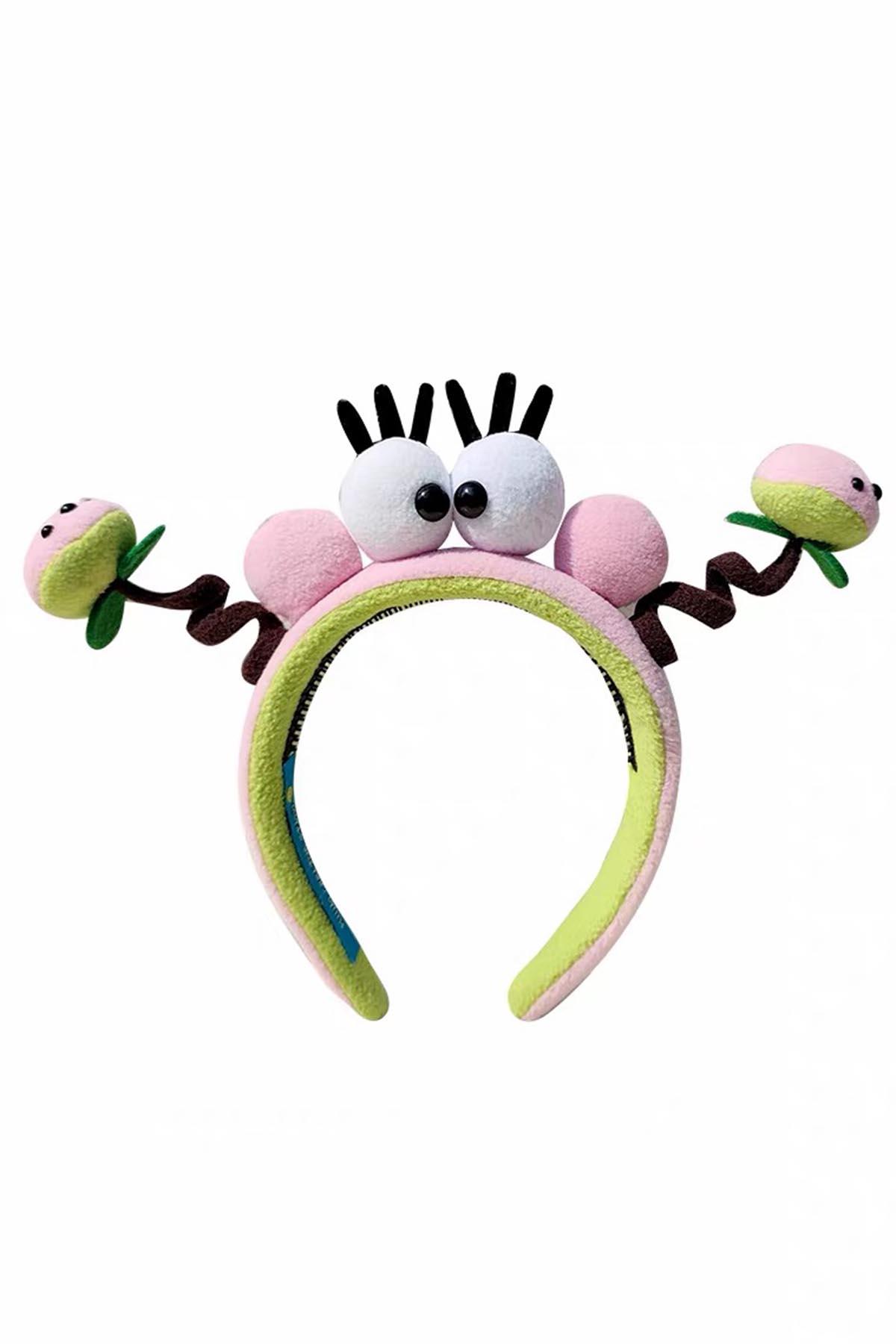 Yeşil Ve Pembe Renk Eğlenceli Peluş Taç
