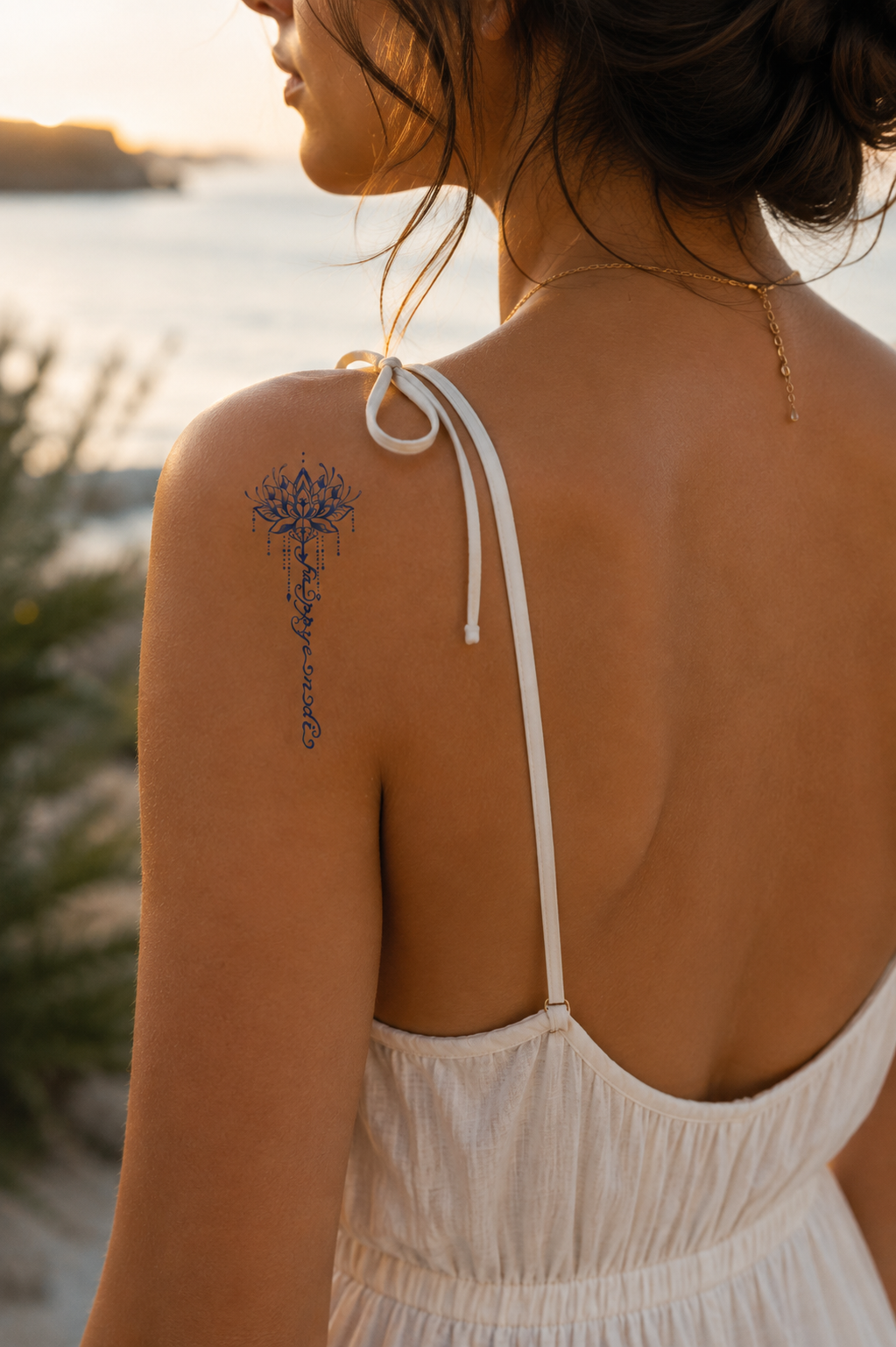 Lotus Çiçek Sonradan Kararan Yarı Kalıcı Geçici Dövme Tattoo