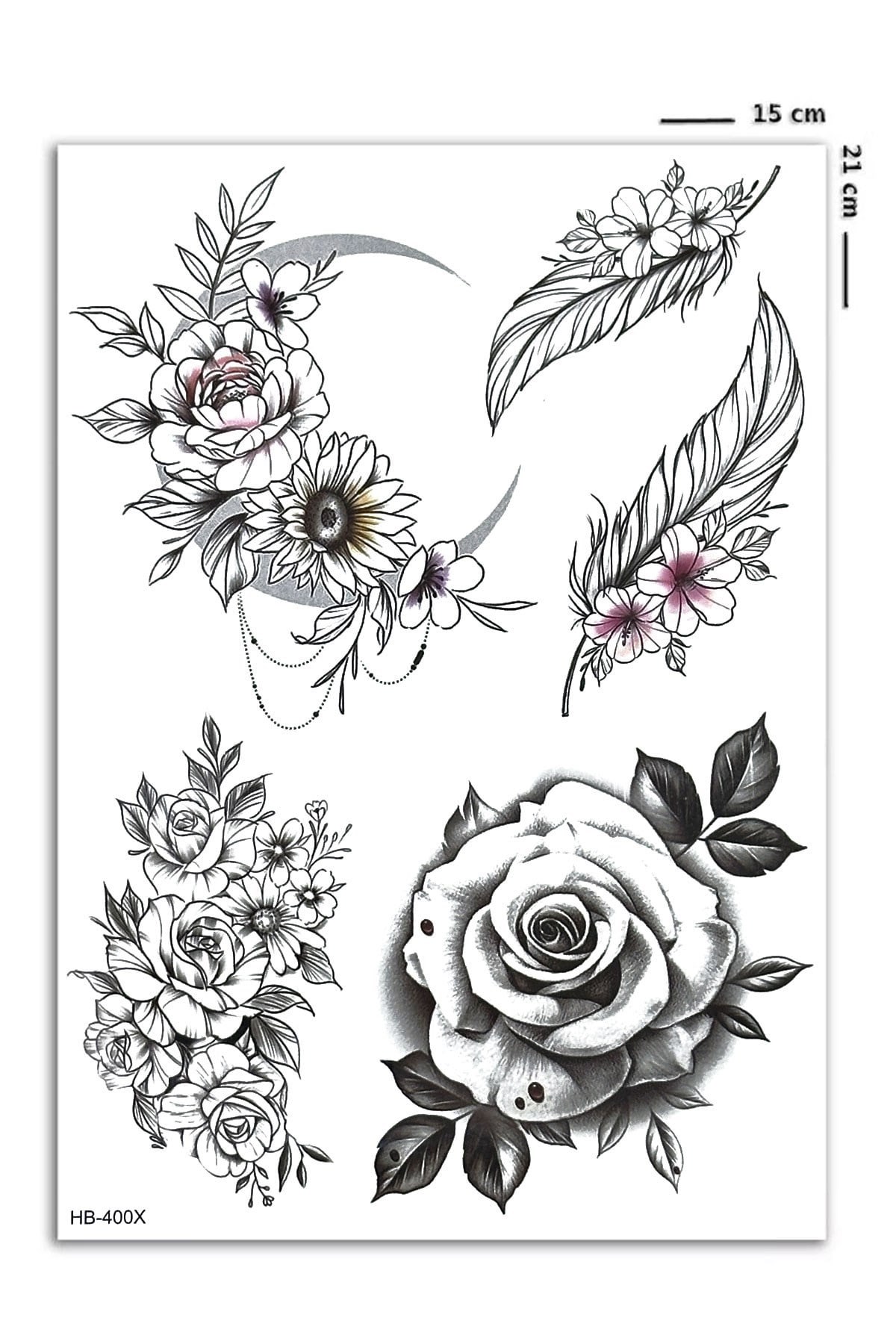  Çiçek Geçici Dövme Tattoo