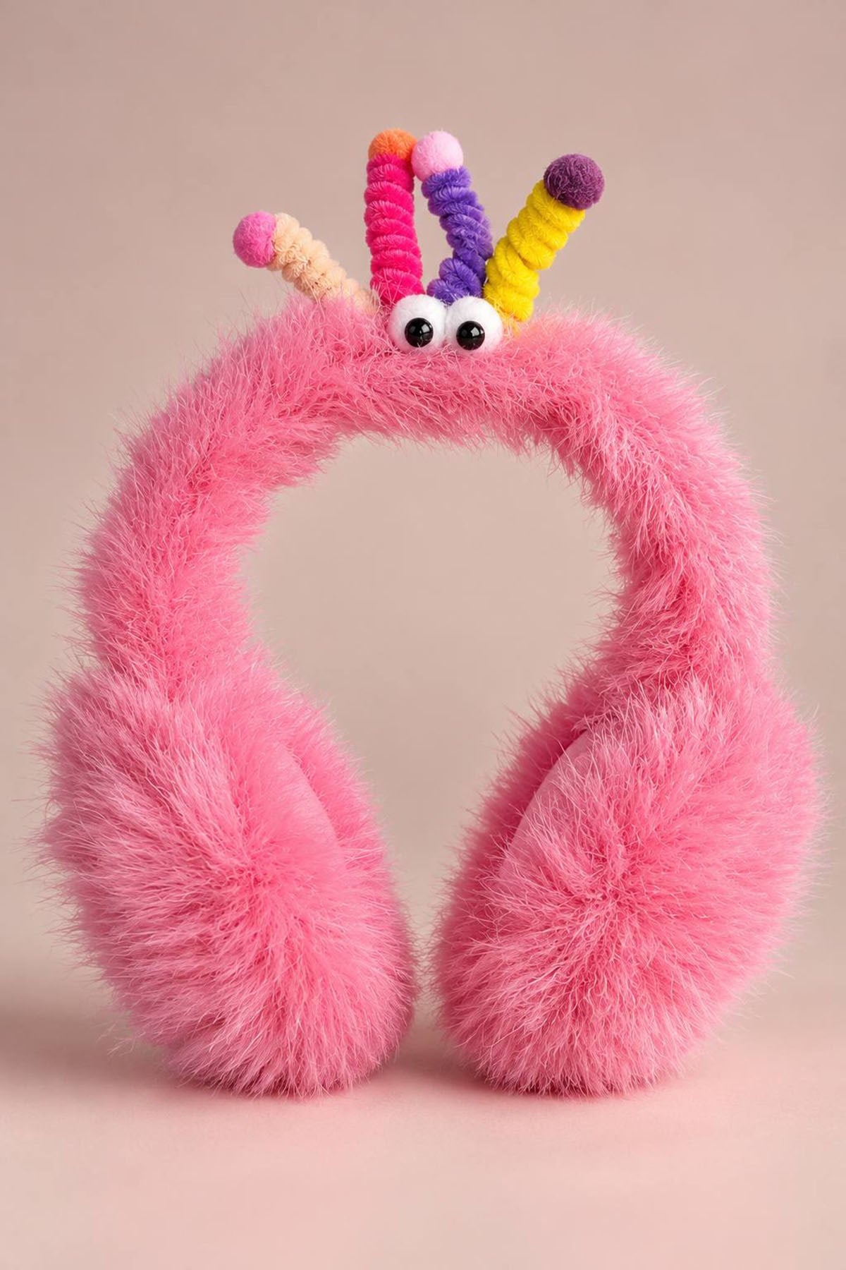 Pembe Renk Canavar Figürlü Peluş Kulaklık