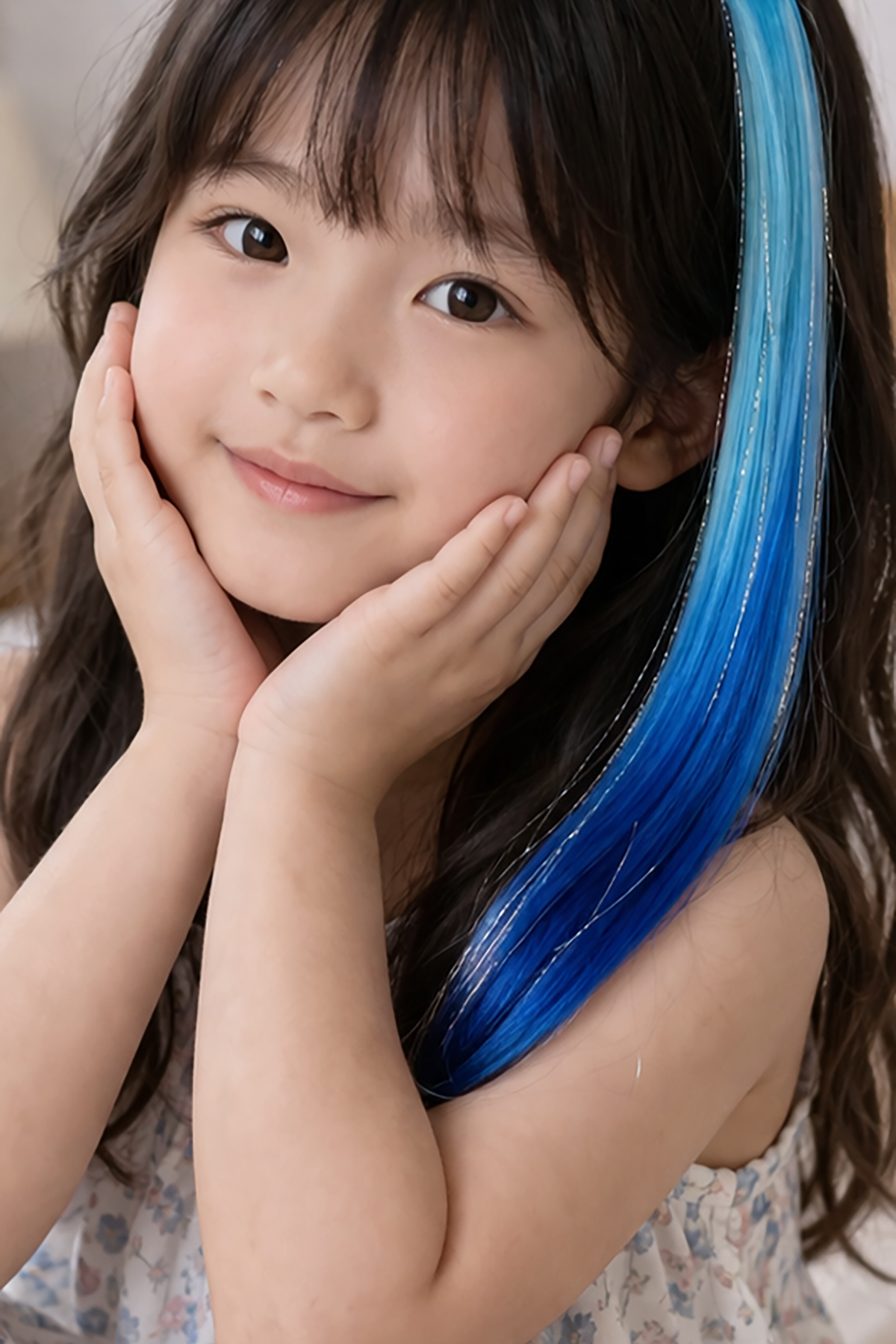 Mavi Renk Simli Yan Postiş (50cm)