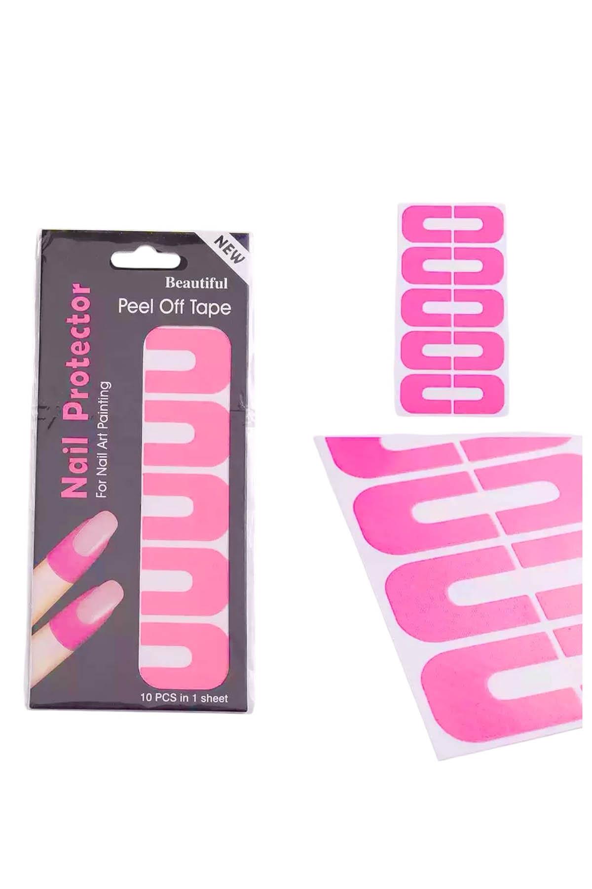 Açık Pembe Renk 10'lu Oje Koruyucu Soyulabilir Manikür Bandı