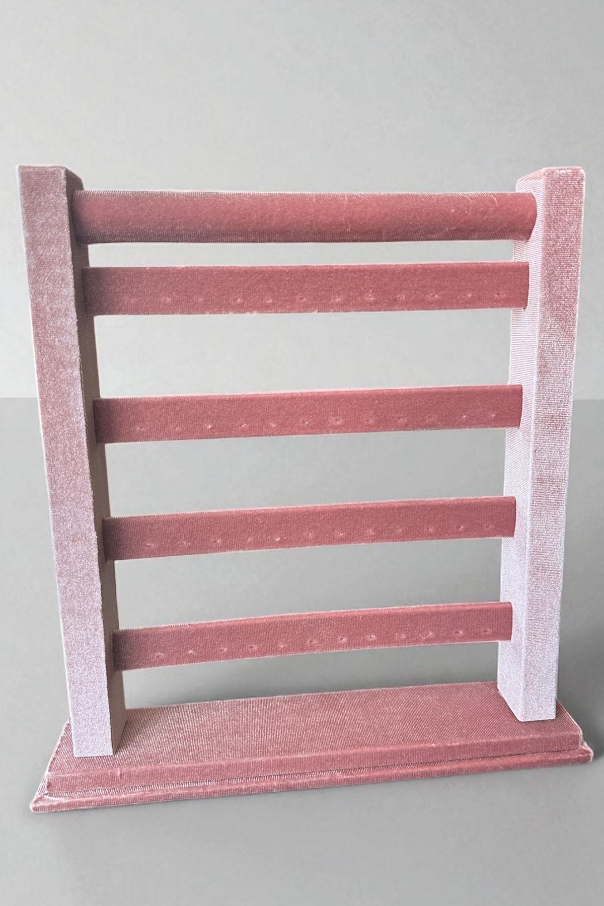 Pembe Renk Dört Katlı Küpe Düzenleyici / Organizer