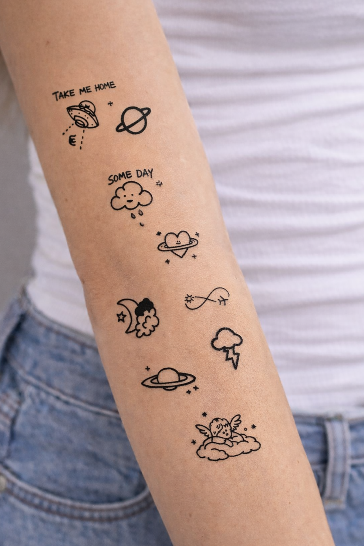 Karışık Figürlü 12 Saat Sonra Kararan Geçici Mini Dövme Tattoo