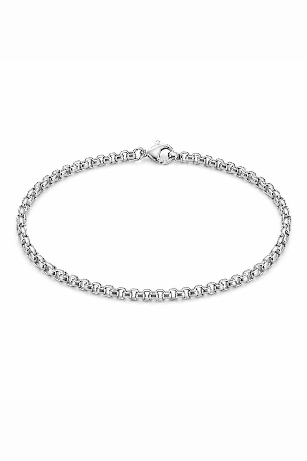 Gümüş Renk Zincir Çelik Bileklik (Unisex)