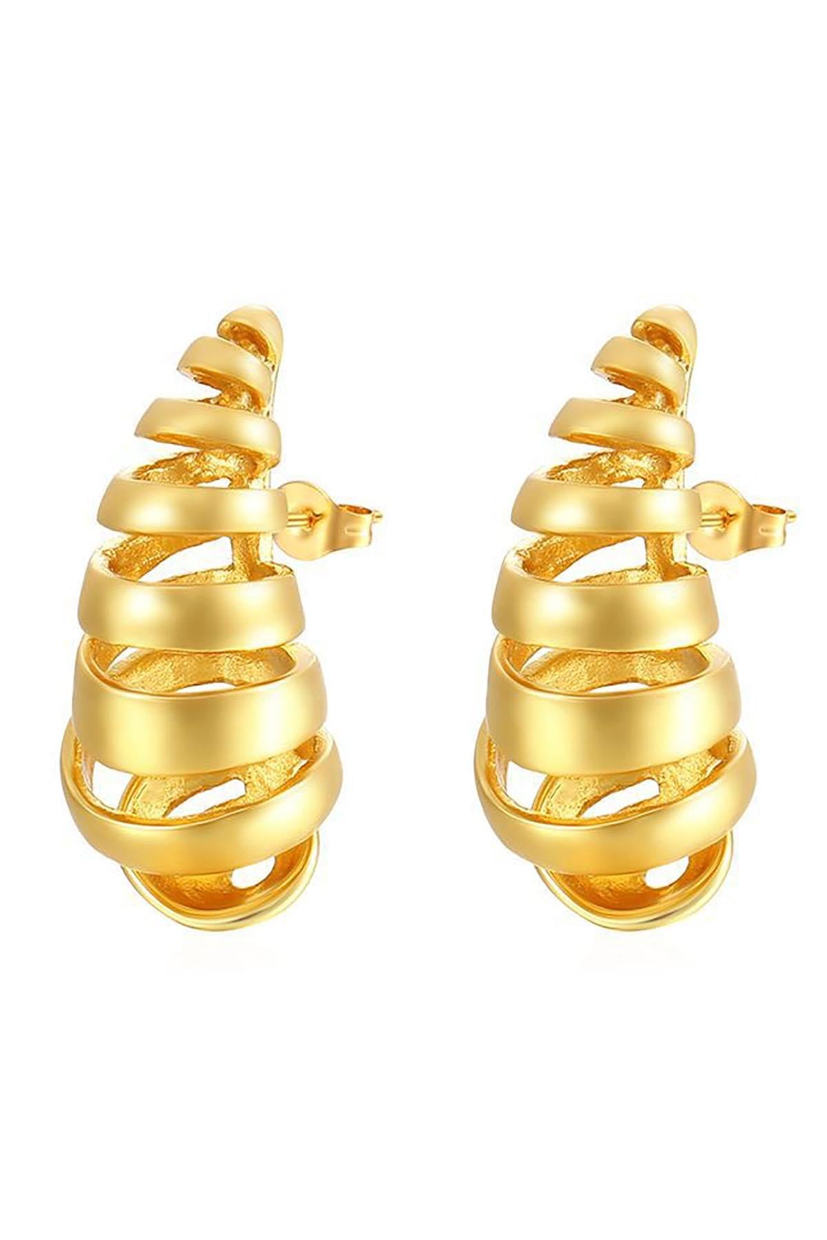 Altın Renk Çelik Bottega Küpe (Çift)