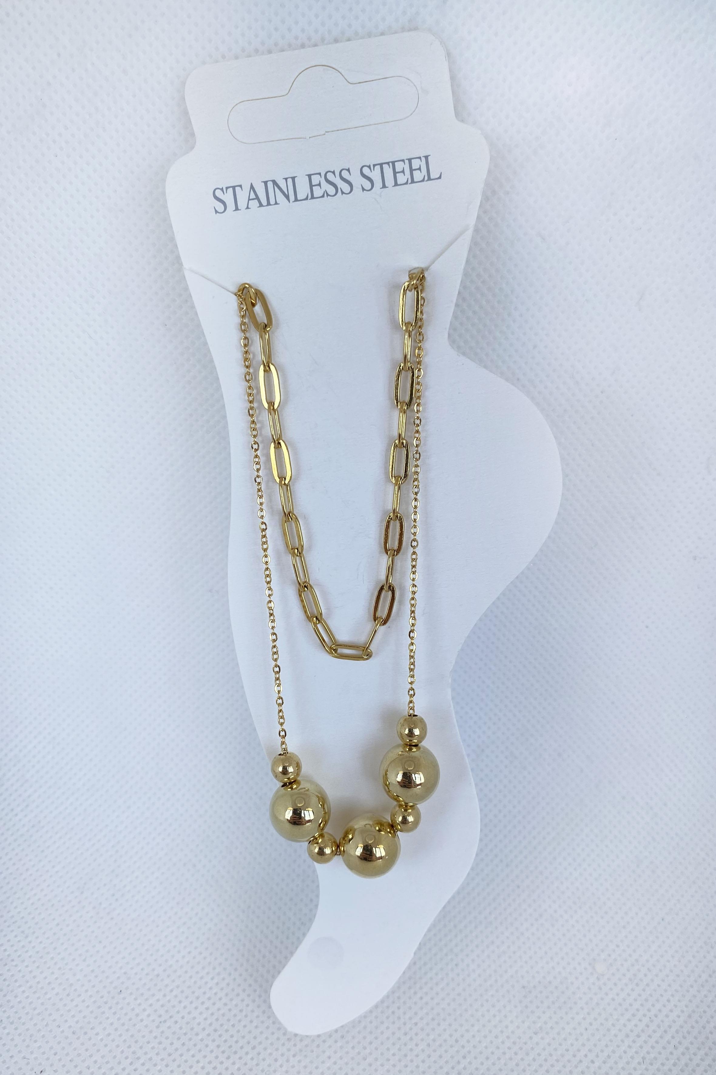 Altın Renk Top Figürlü Çelik Halhal