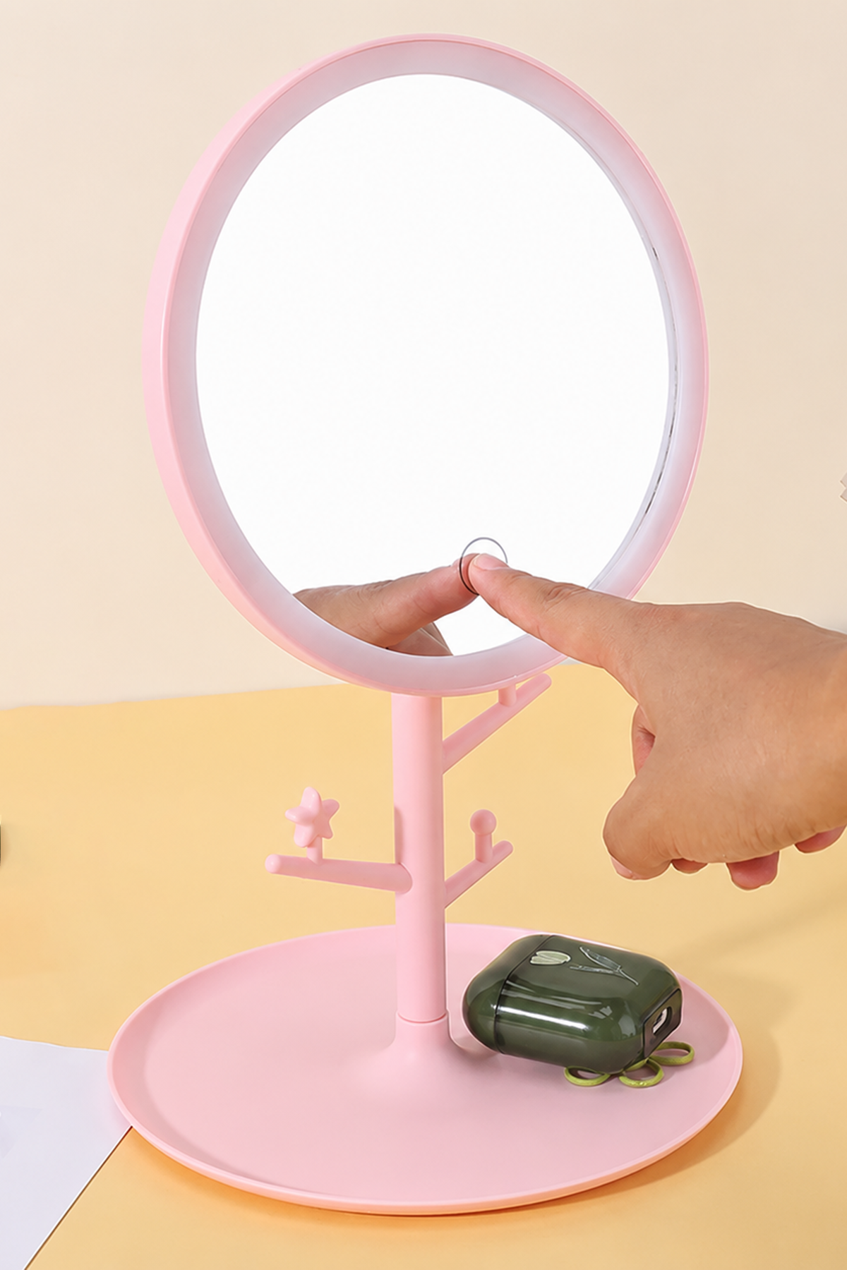 Pembe Renk Işıklı Masa Aynası