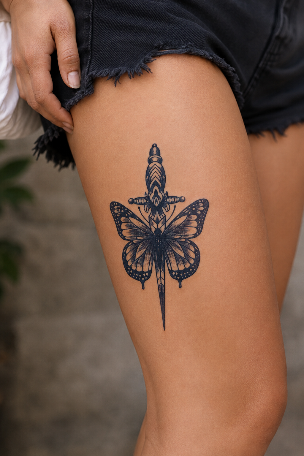 Kelebek Ve Kılıç Sonradan Kararan Yarı Kalıcı Geçici Dövme Tattoo