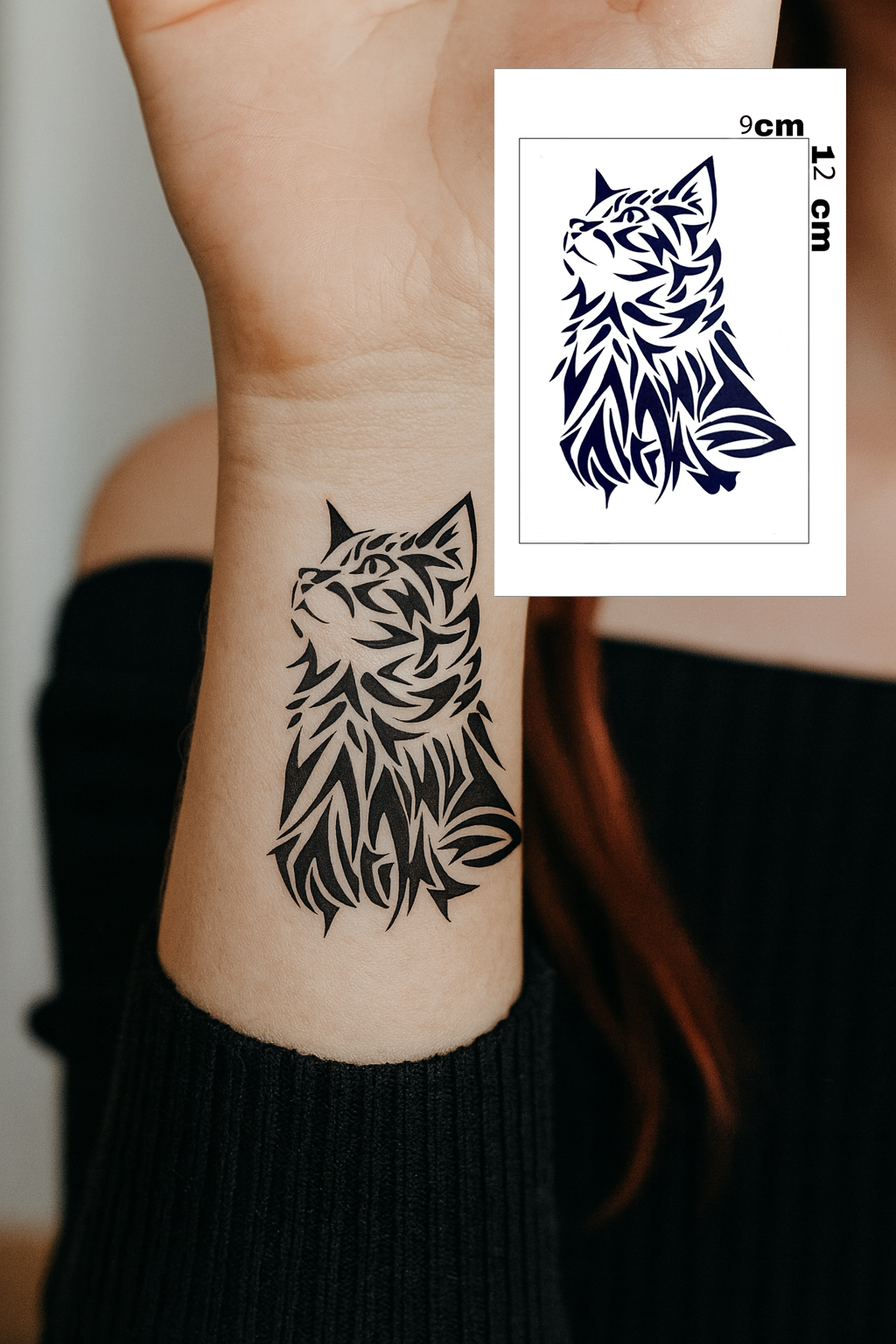 Kedi Figürlü 12 Saat Sonra Kararan Geçici Mini Dövme Tattoo
