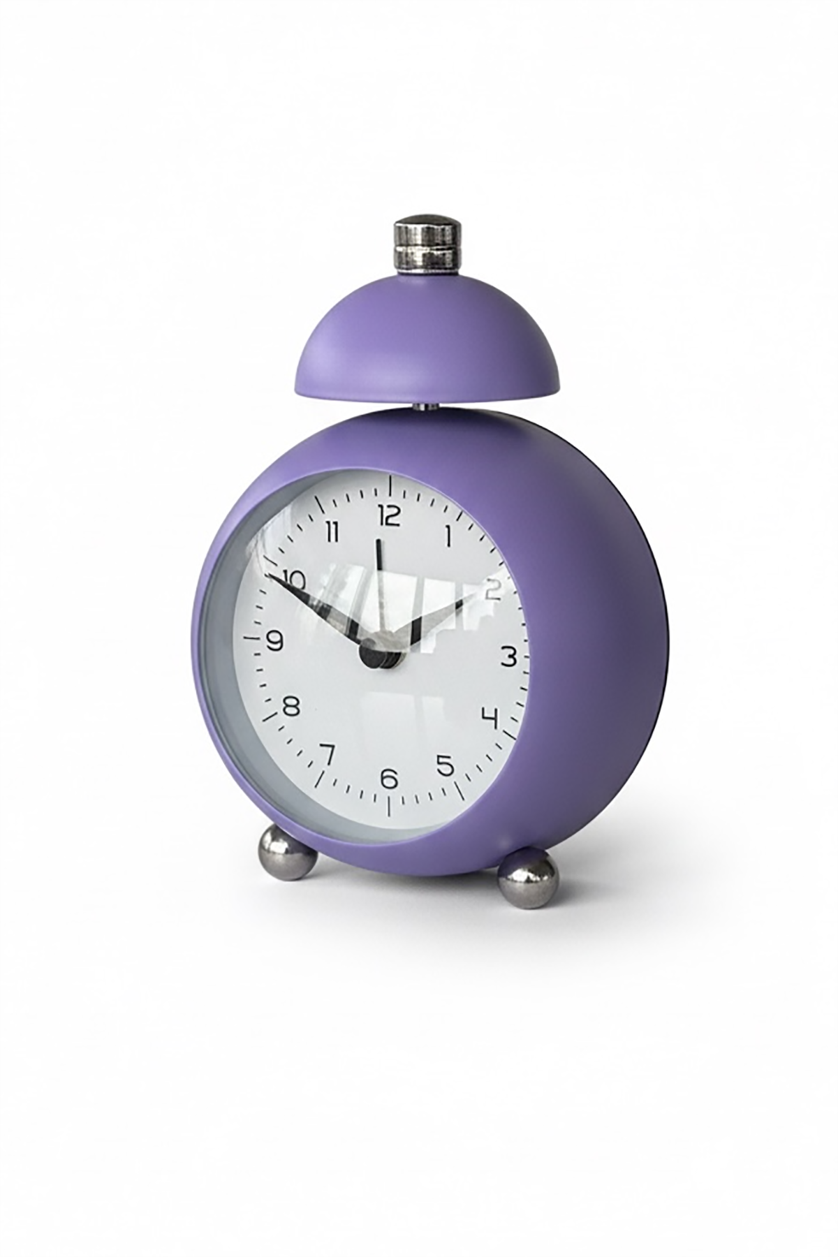 Mor Renk Mini Dekoratif Alarmlı Yuvarlak Masa Saati
