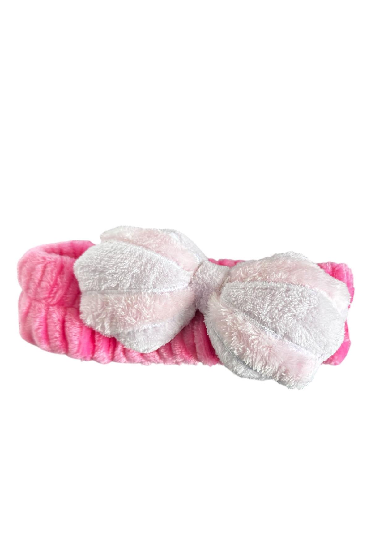 Pembe Renk Kurdele Figürlü Peluş Saç Bandı